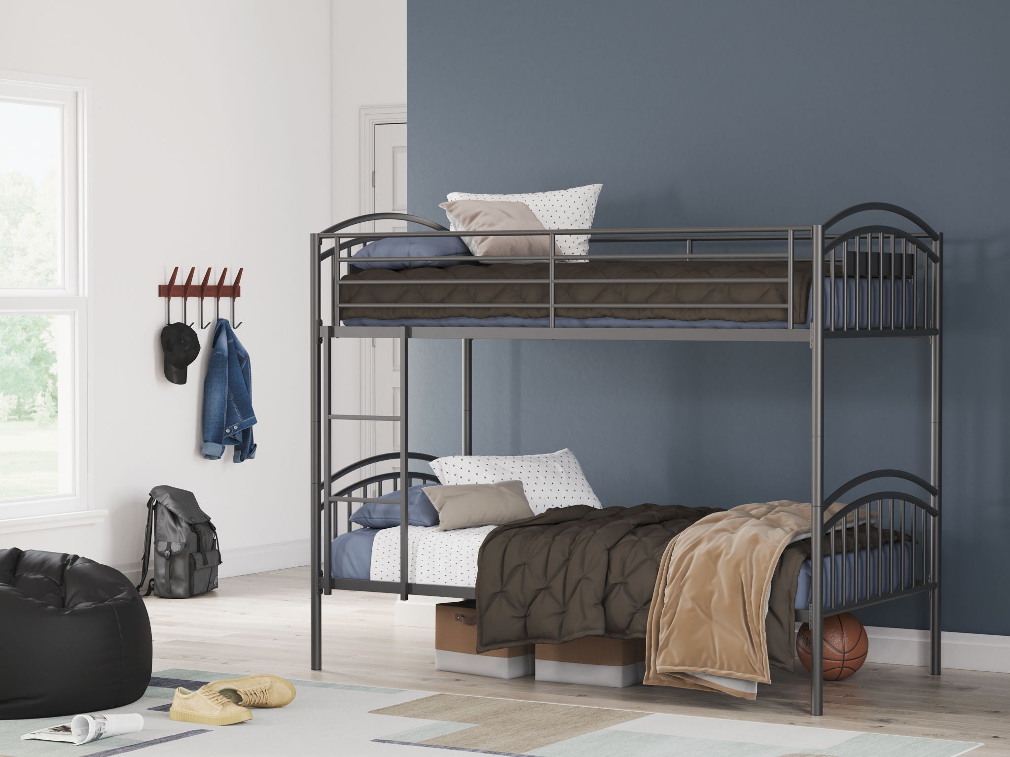 Lanceburg – Twin/Twin Bunk Bed With Ladder – Gray
