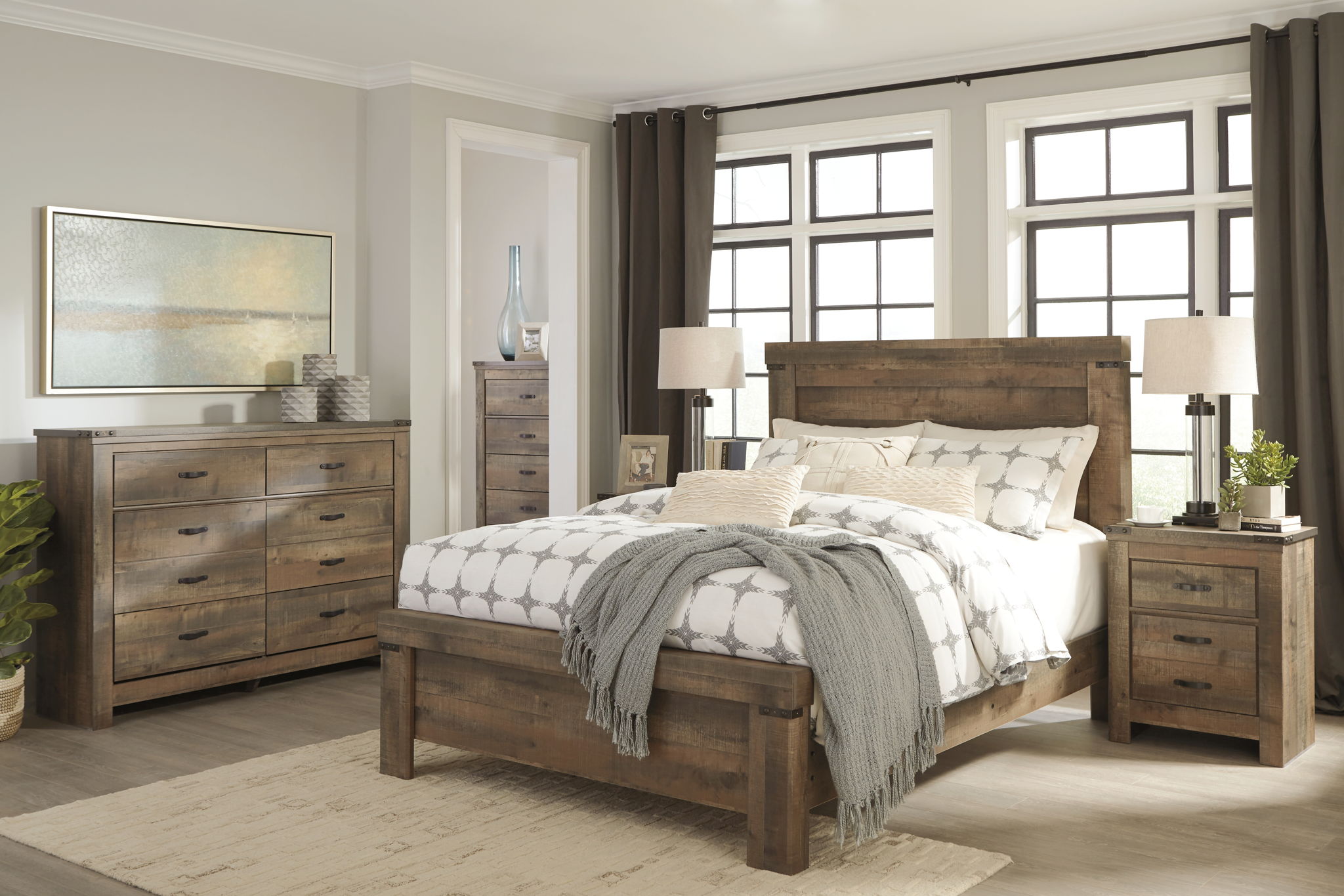 Trinell - Six Drawer Dresser - 61.34" x 15.98" x 42.99" - Brown Dark - Image 3