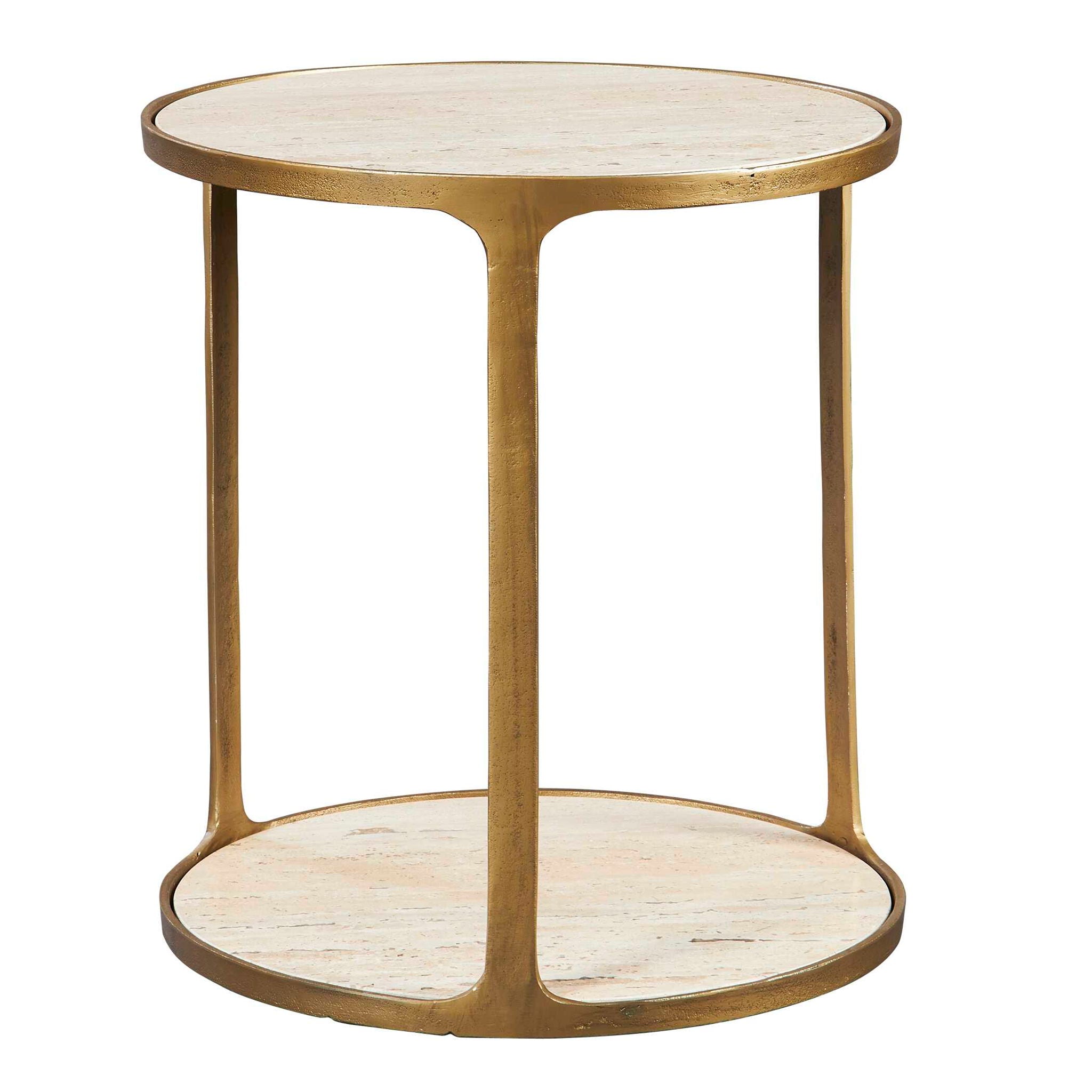 Clench - Brass Side Table - Beige - Image 2
