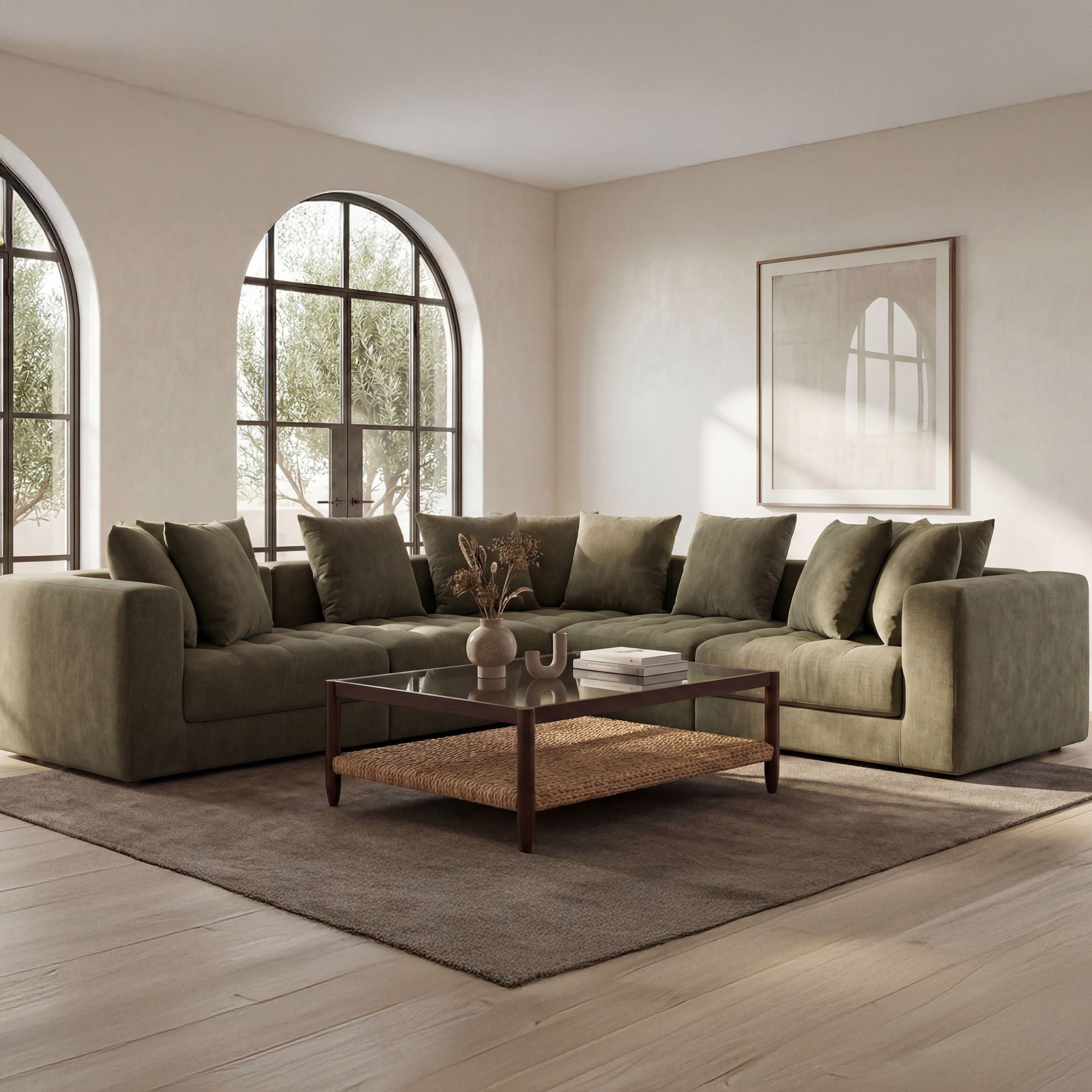 Davie – Corner Chair – Olive Green