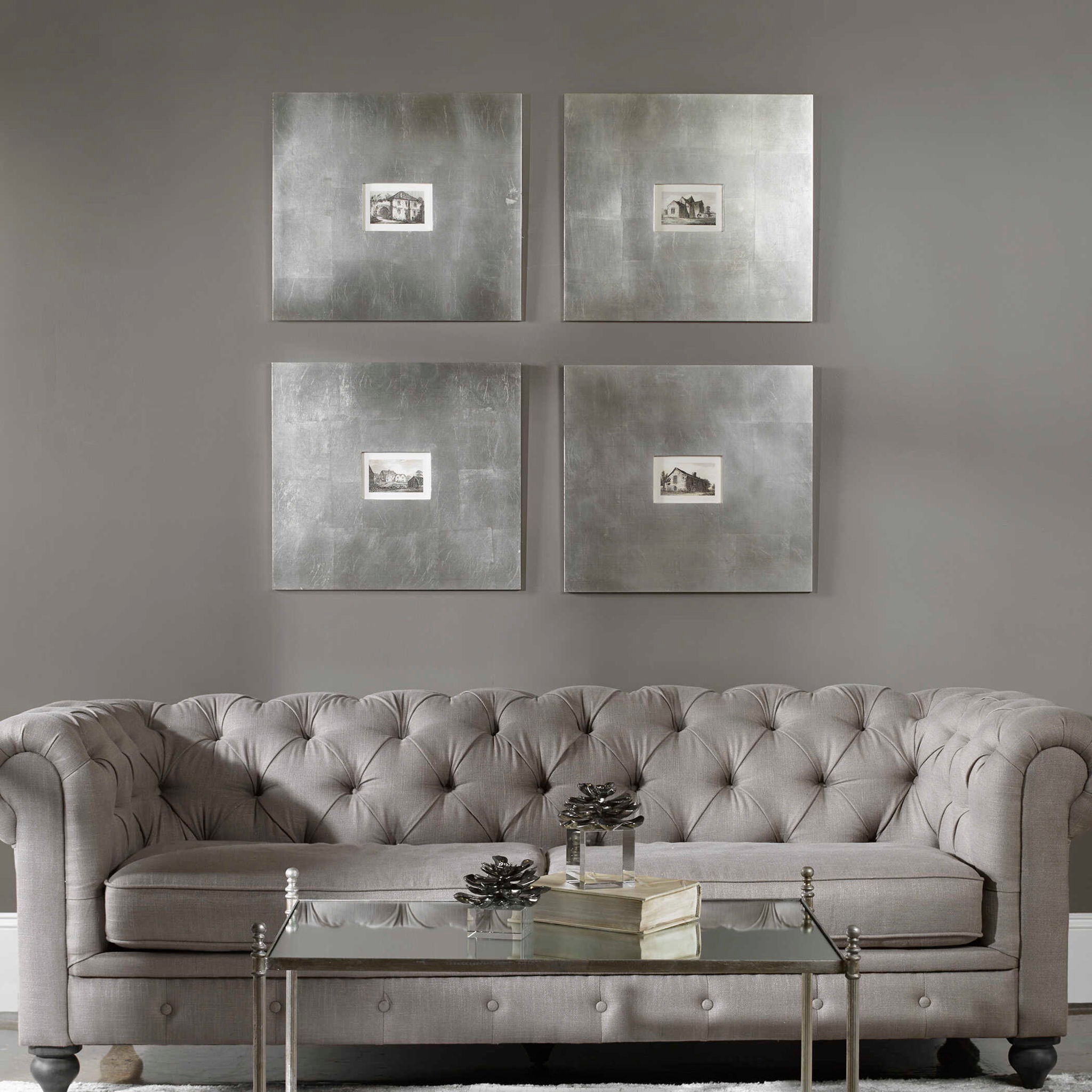 Historical Buildings - Framed Art (Set of 4) - Pearl Silver - Image 2