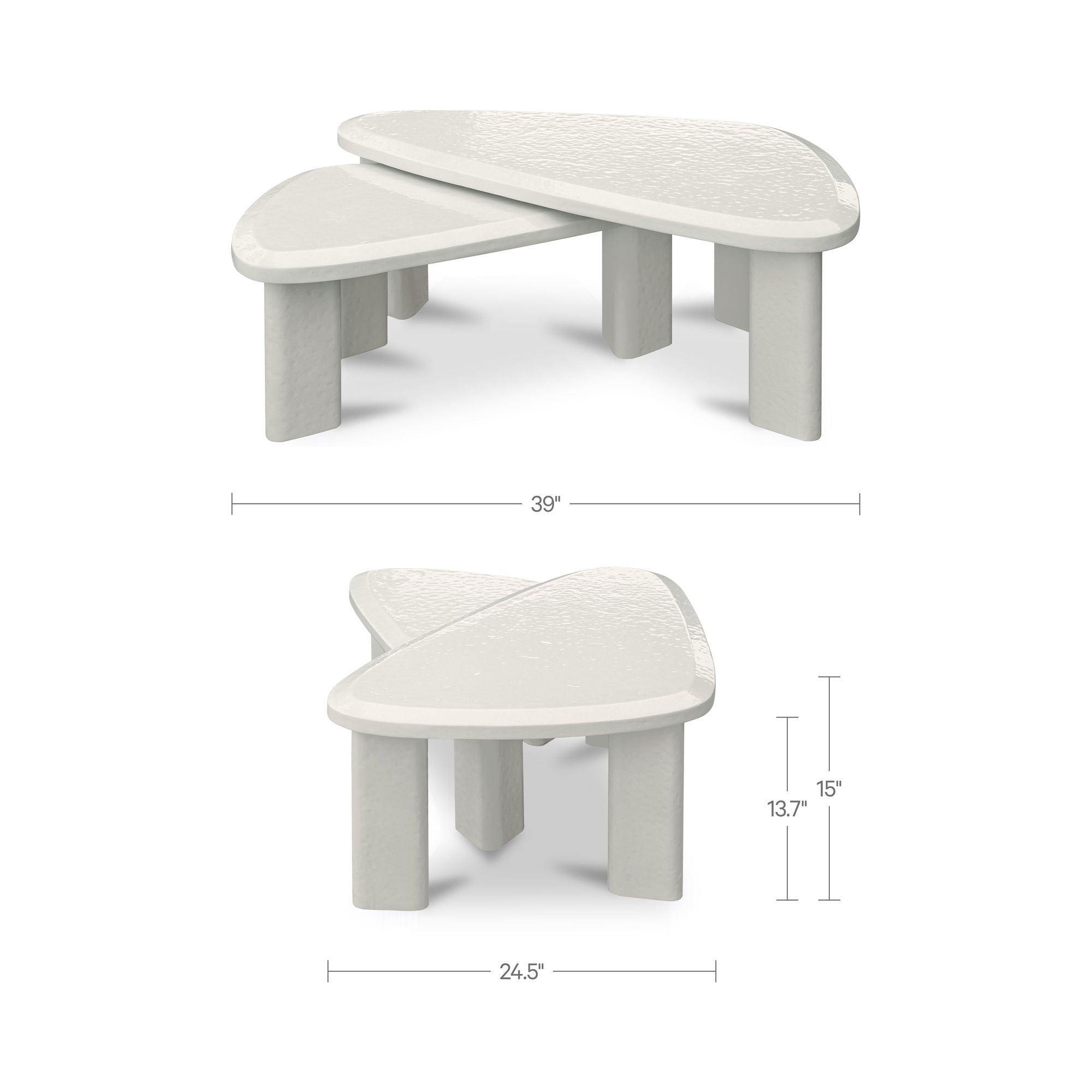 Sophie - Outdoor Nesting Table Set - Cream Lacquer / Beige - Image 2
