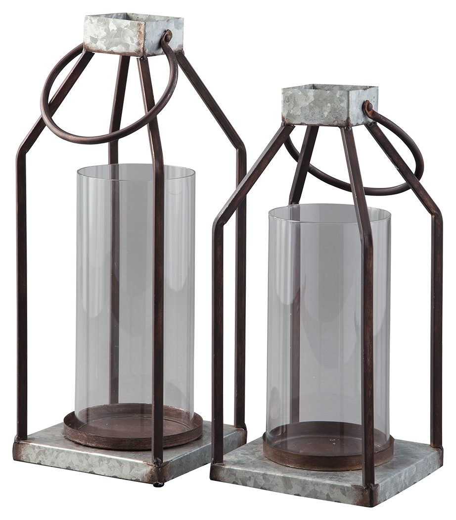 Diedrick - Lantern Set (Set of 2) - Gray / Black - Image 1