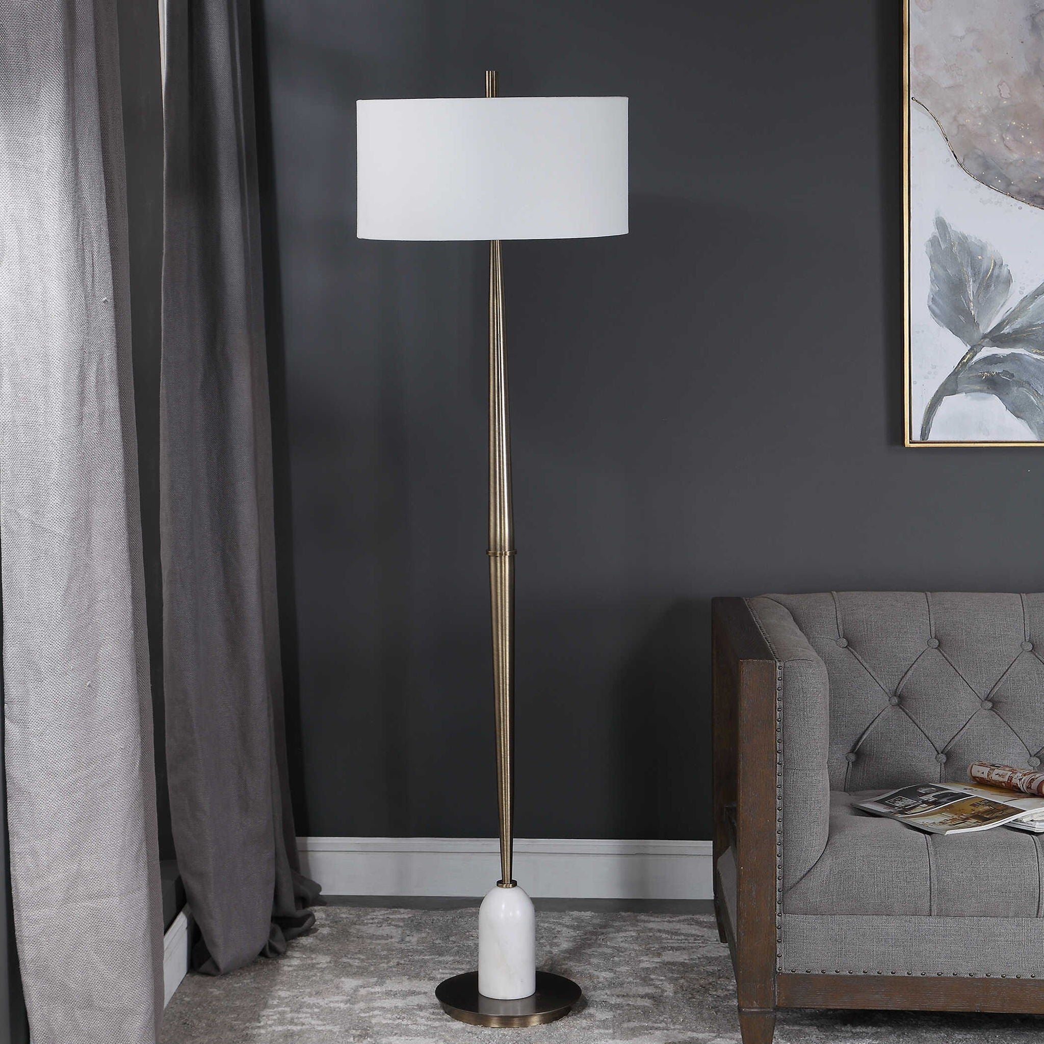 Minette - Mid-Century Floor Lamp - Gold - Image 2