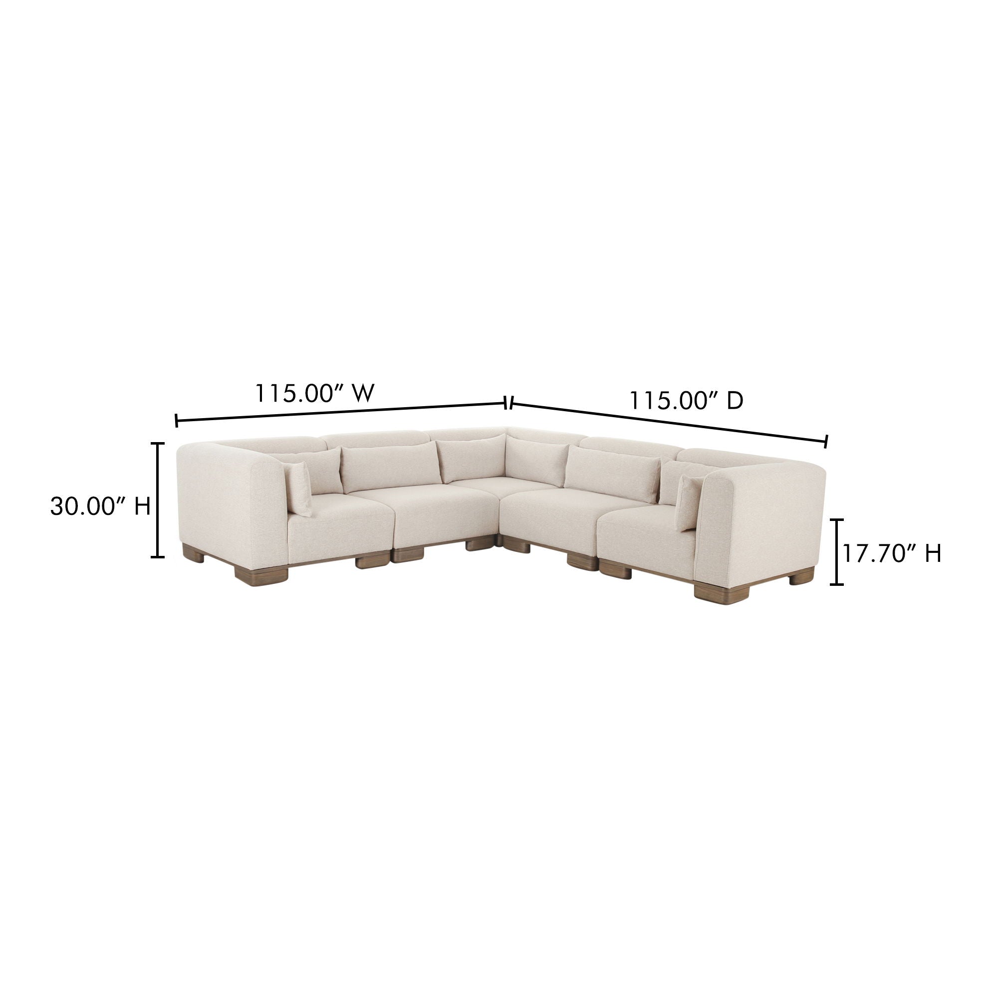 June - Classic L-Shaped Modular Sectional - Oatmeal - Image 3