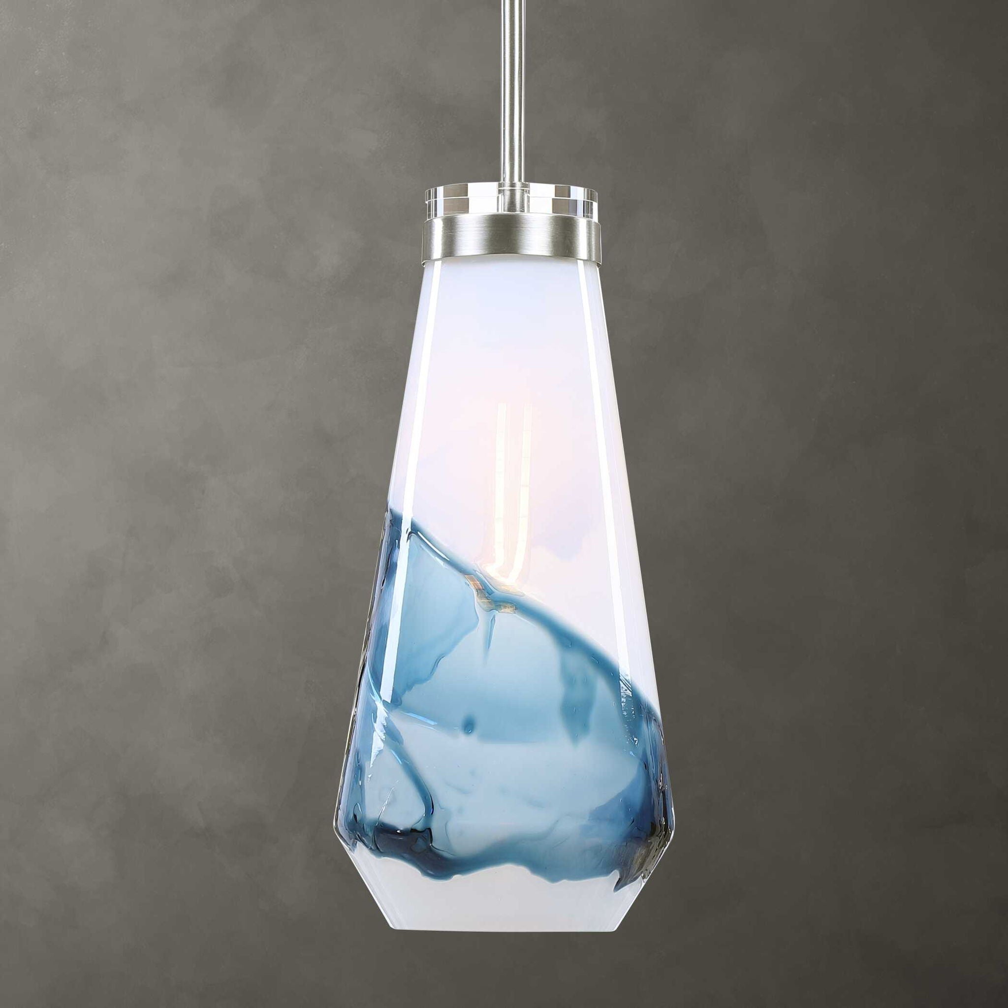 Windswept - 1 Light Mini Pendant - Blue & White - Image 1