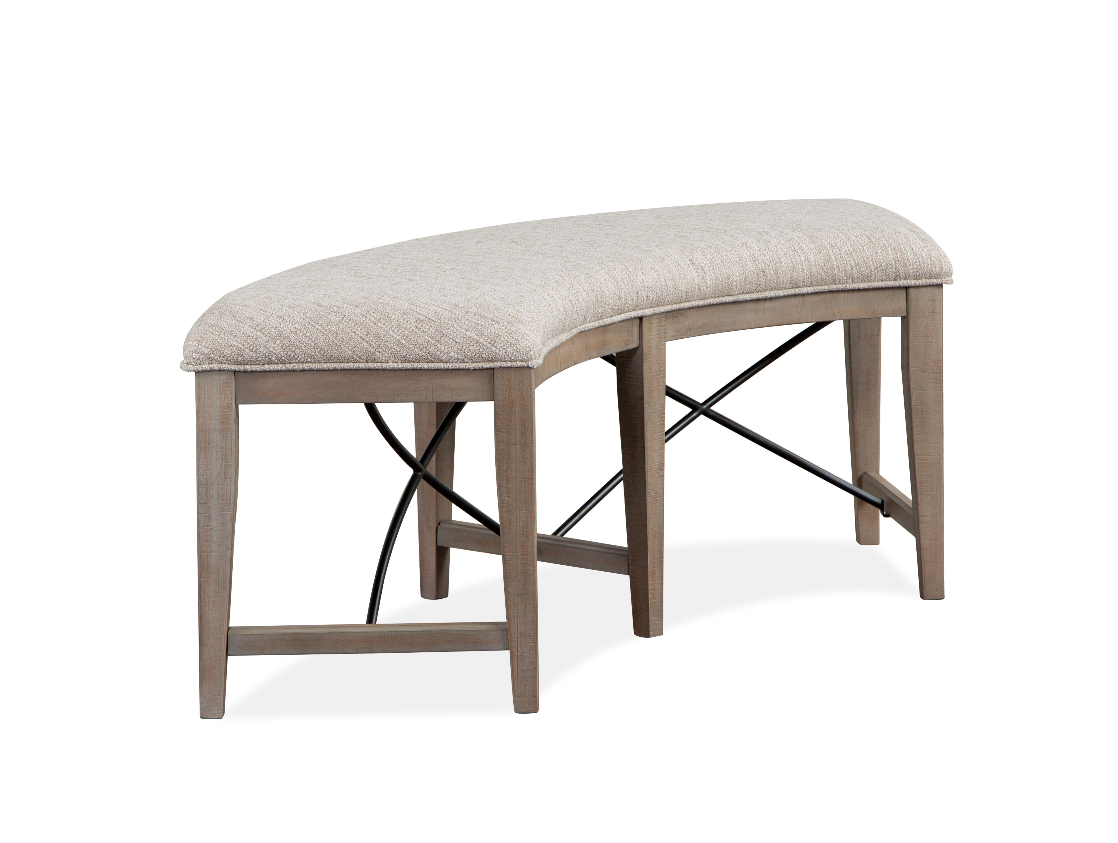 Paxton Place - Curved Bench With Upholstered Seat - Dovetail Gray - Image 3