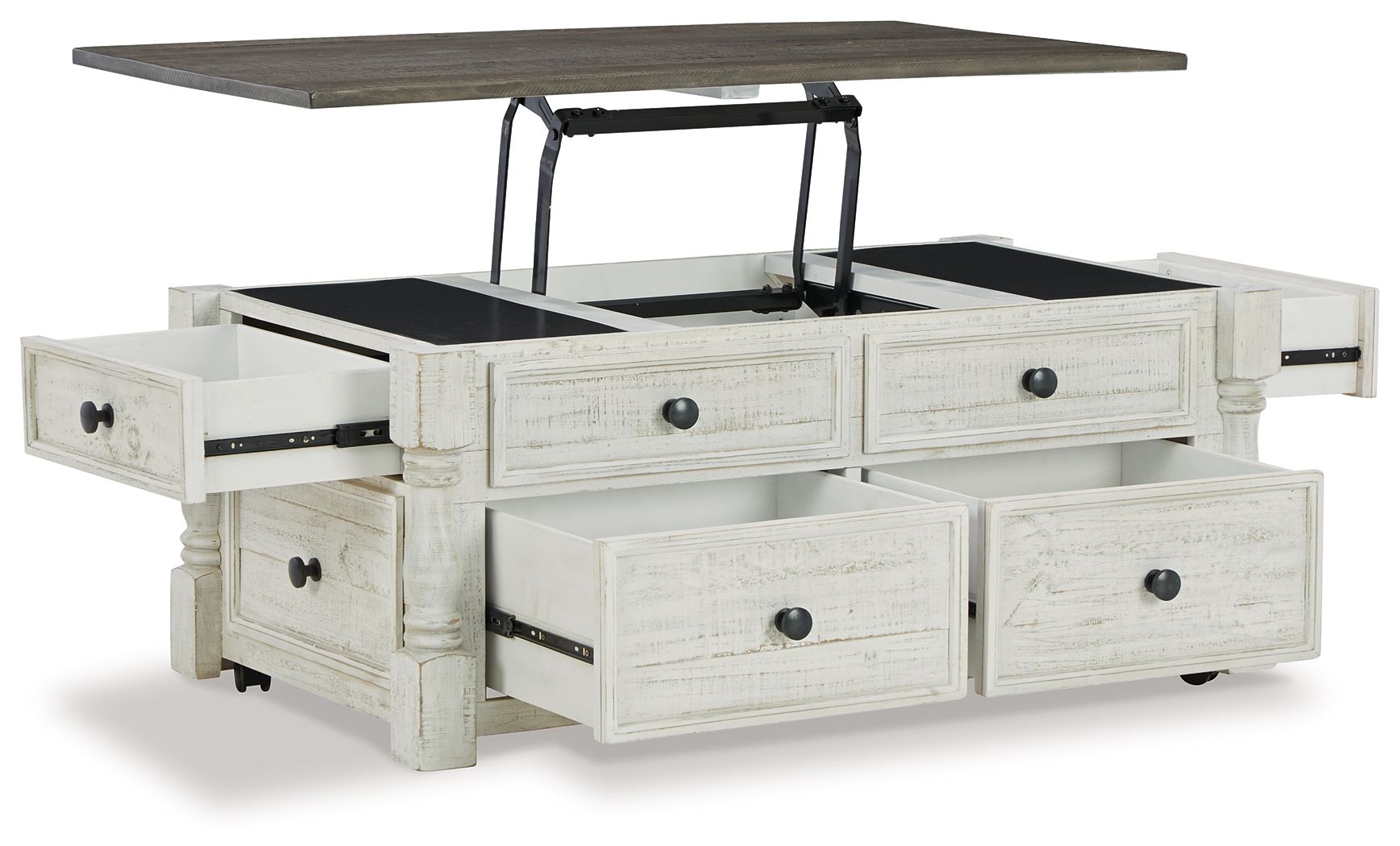 Havalance - Lift Top Cocktail Table with Storage Drawers - White / Gray - Image 3