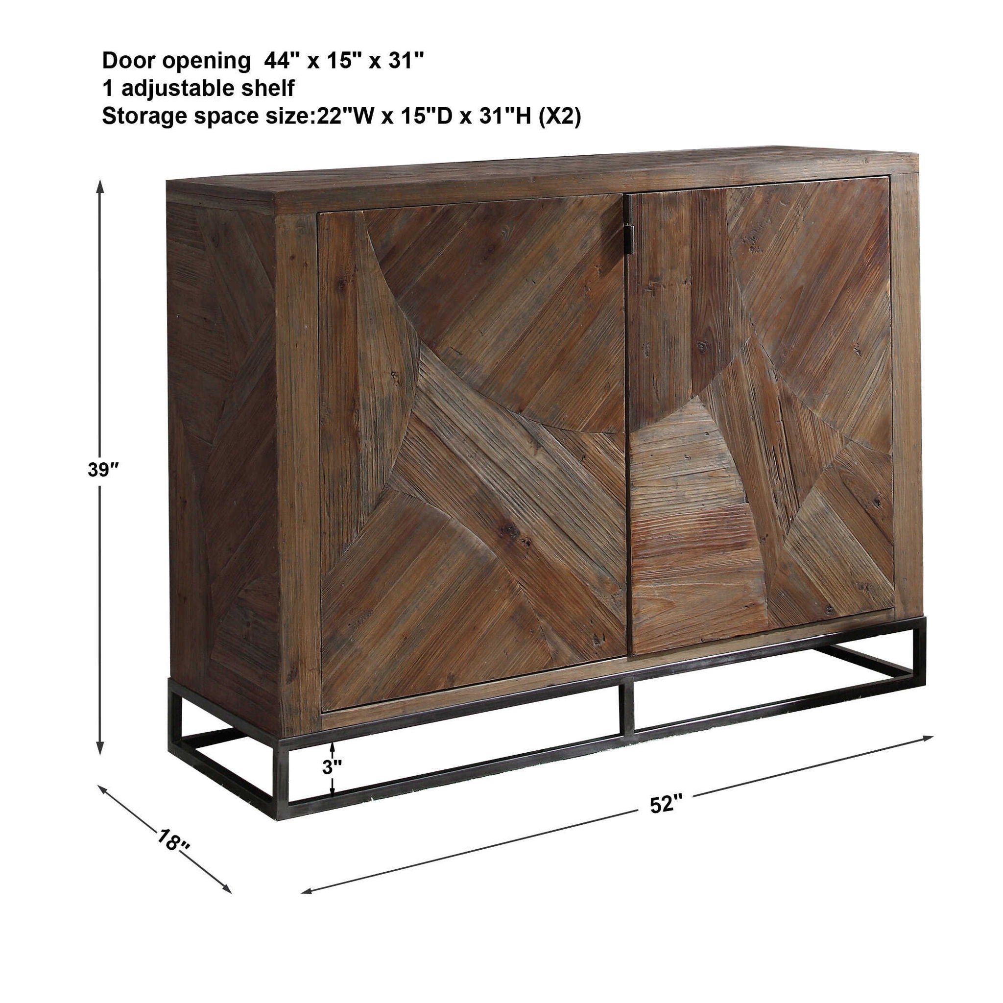 Evros - Reclaimed Wood 2 Door Cabinet - Dark Brown - Image 3