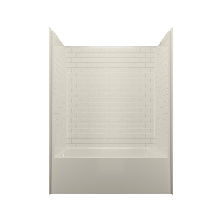 Tub and Shower Module 60 x 32 x 80 Inch Acrylic Left Drain Biscuit - Image 1