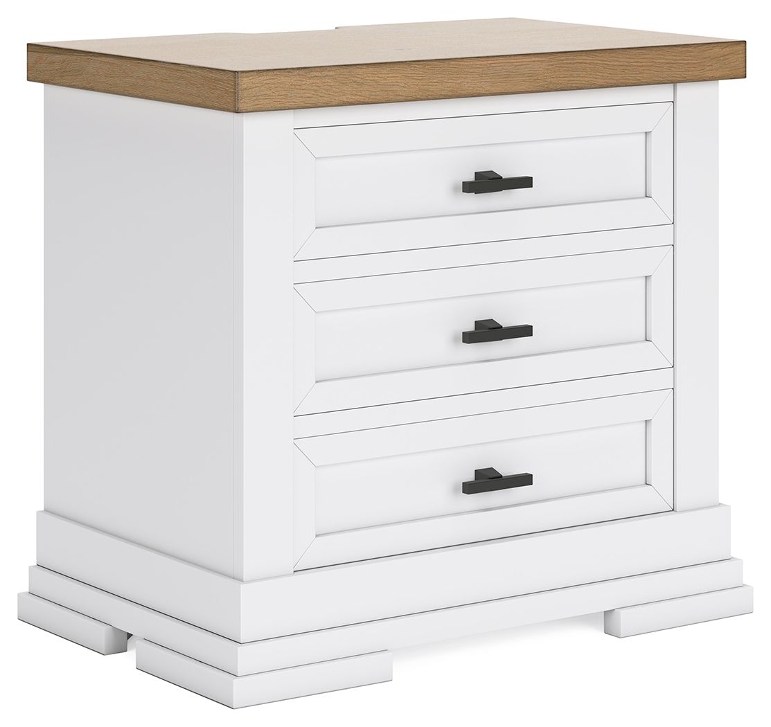 Ashbryn – Three Drawer Night Stand – White / Natural