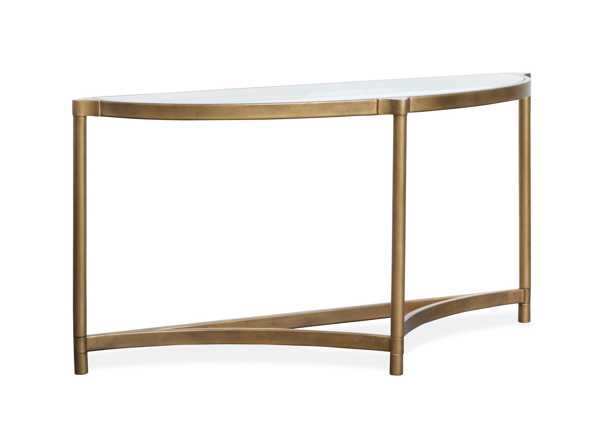 Cassidy – Demilune Sofa Table – Aged Brass And Volakas Classic