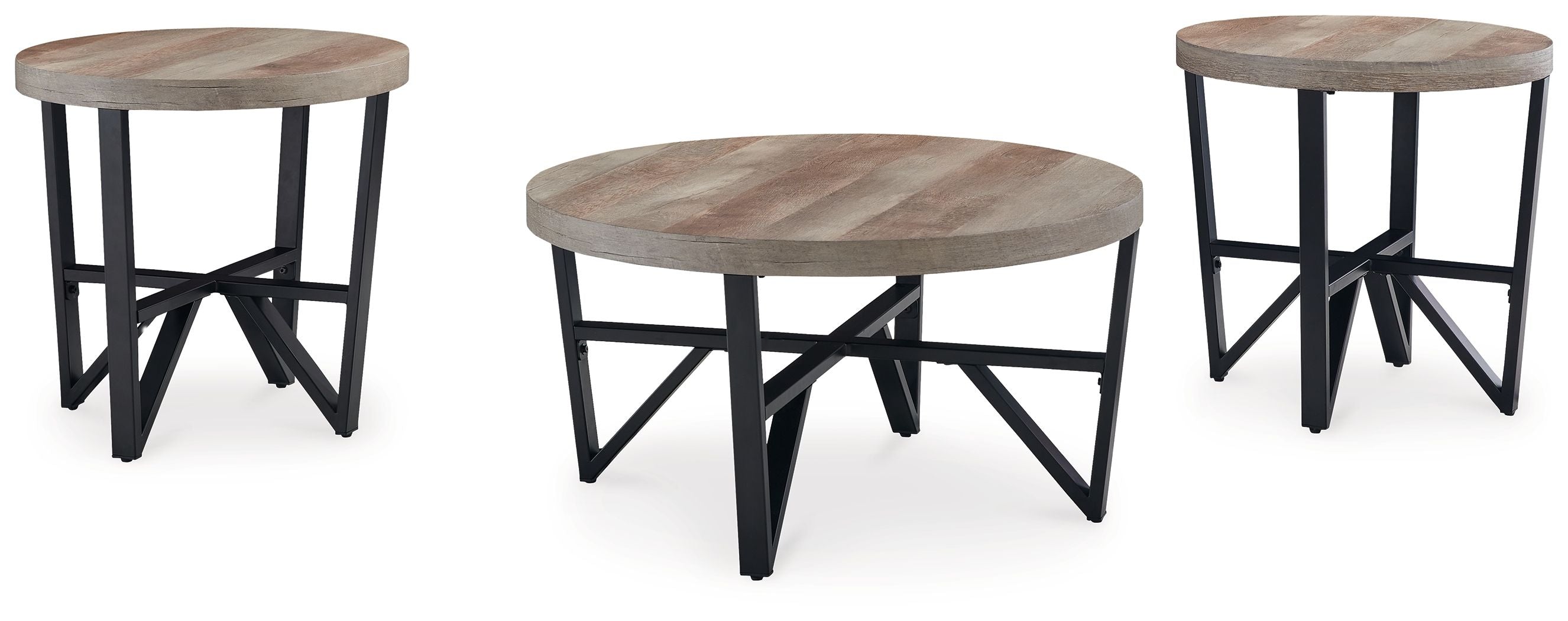 Deanlee – Occasional Table Set (Set of 3) – Grayish Brown / Black