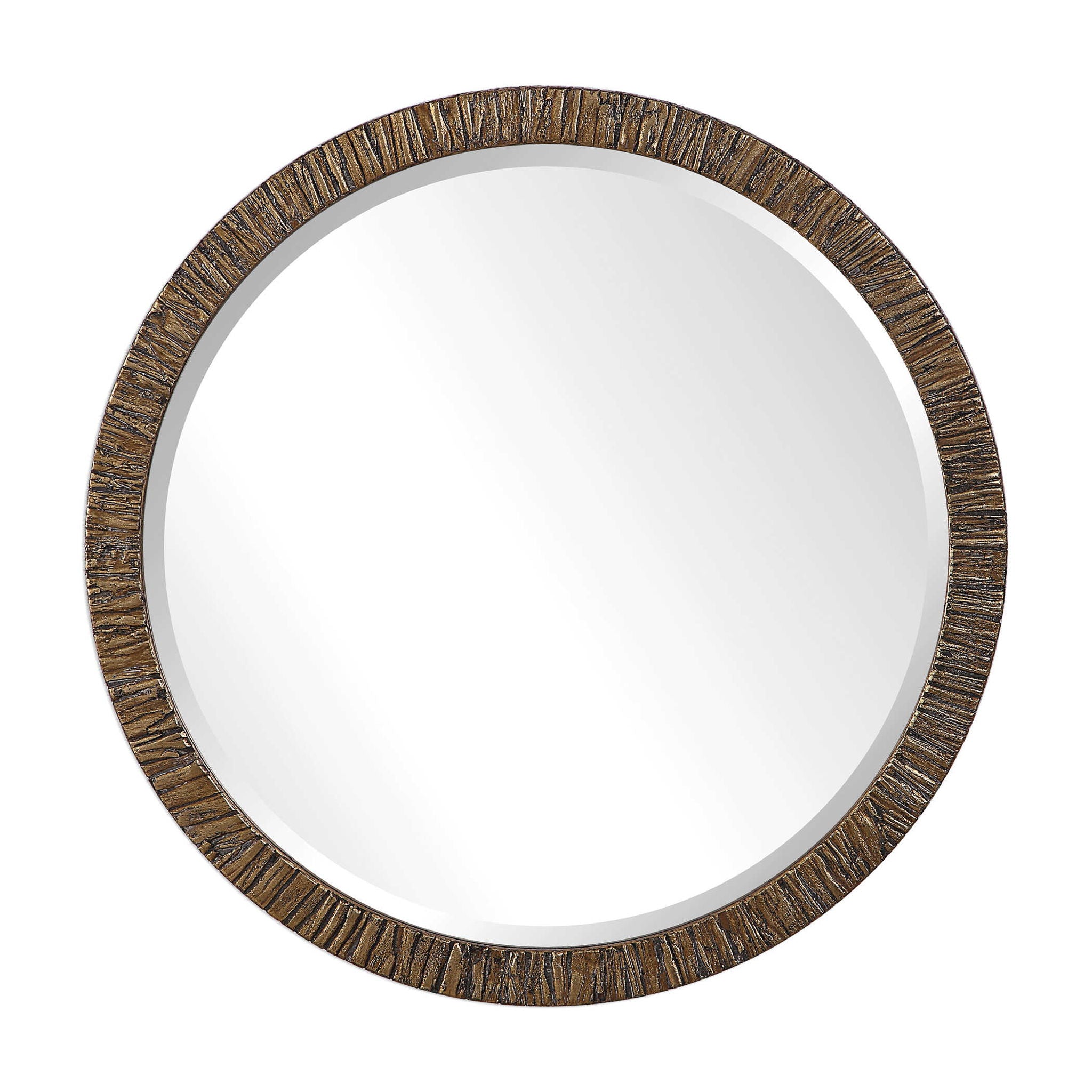 Wayde – Bark Round Mirror – Gold