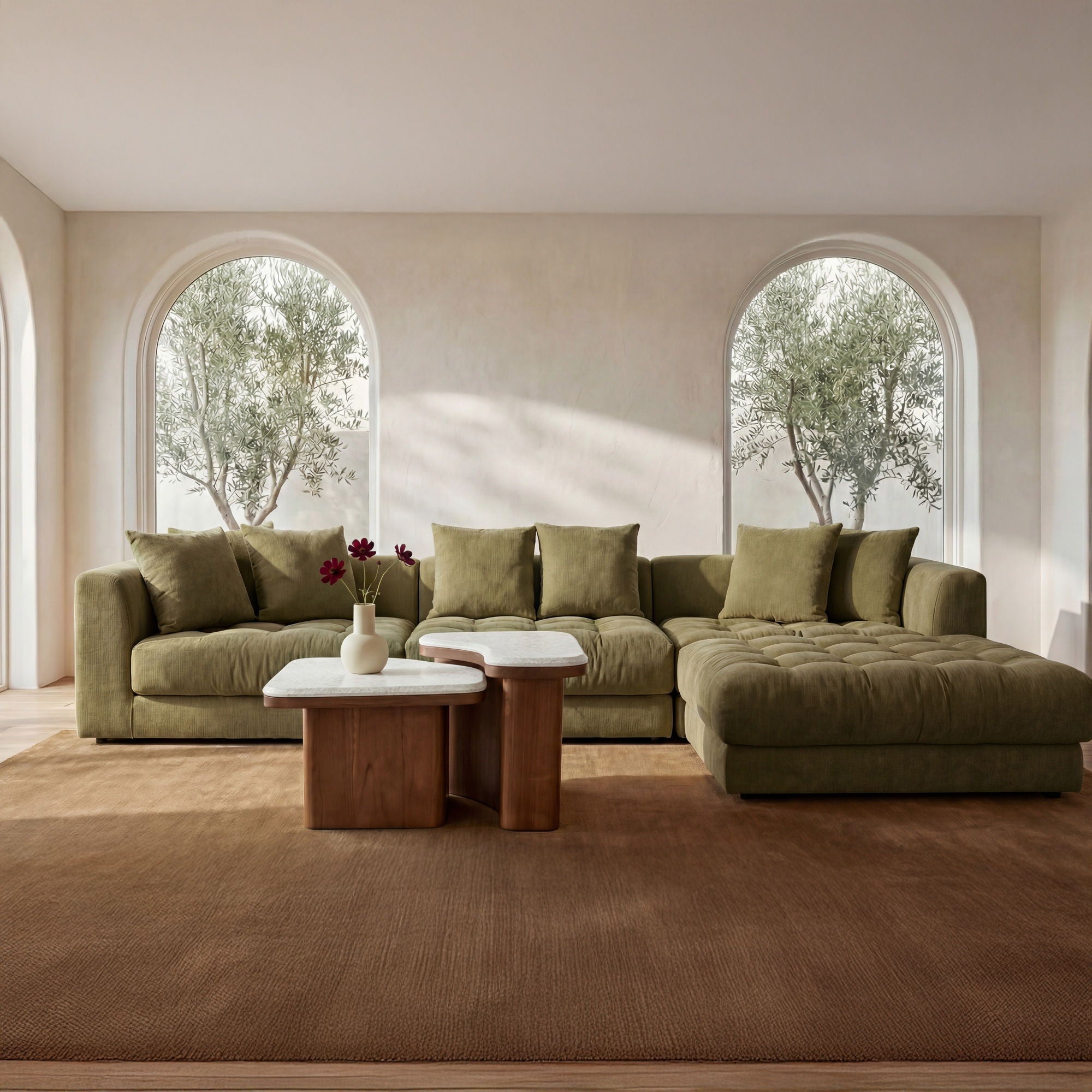 Davie – Right Arm Facing Chair – Olive Green