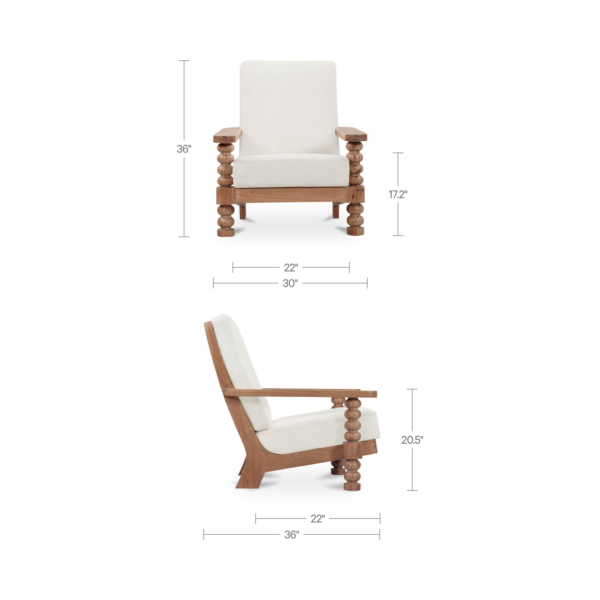 Ingrid - Accent Chair - Off White / Light Brown - Image 2