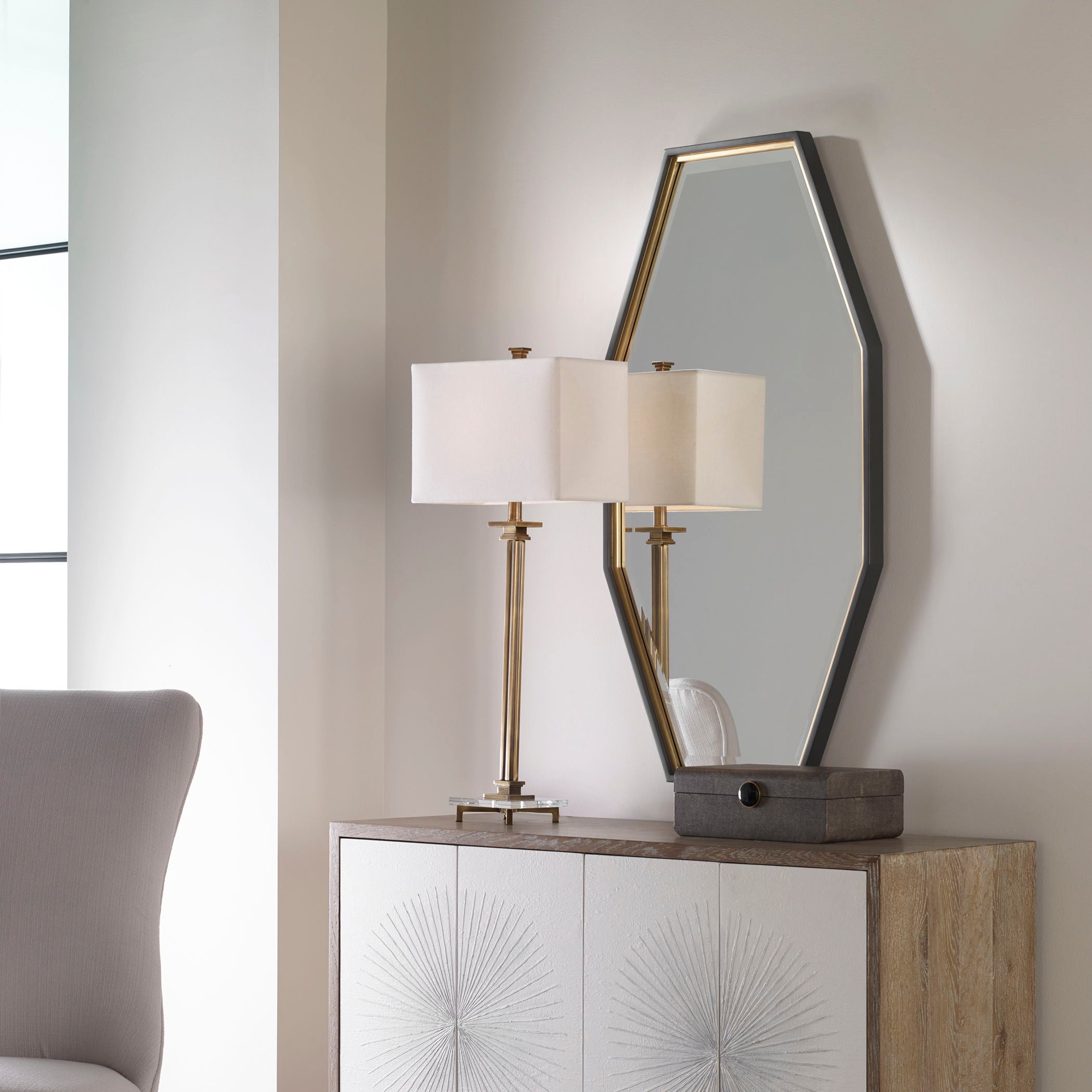 Savion - Octagon Mirror - Gold - Image 3