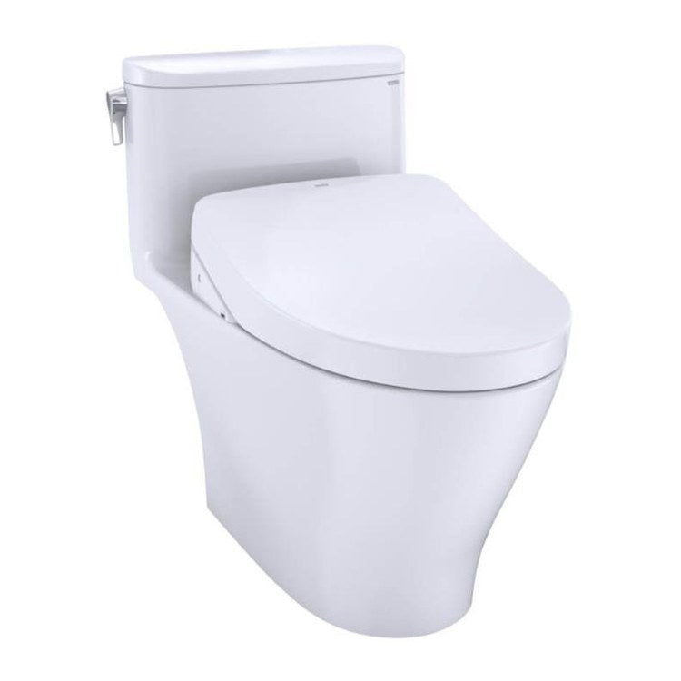 Toilet Nexus 1 Piece Washlet Ready Cotton Elongated WaterSense ADA 1.28 Gallons per Flush Tornado Left Hand Chrome Trip Lever Less Seat - Image 1