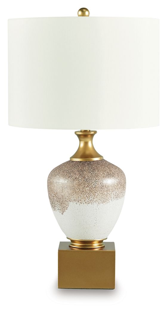 Tavisburg - Glass Table Lamp - Brown / White / Gold - Image 1