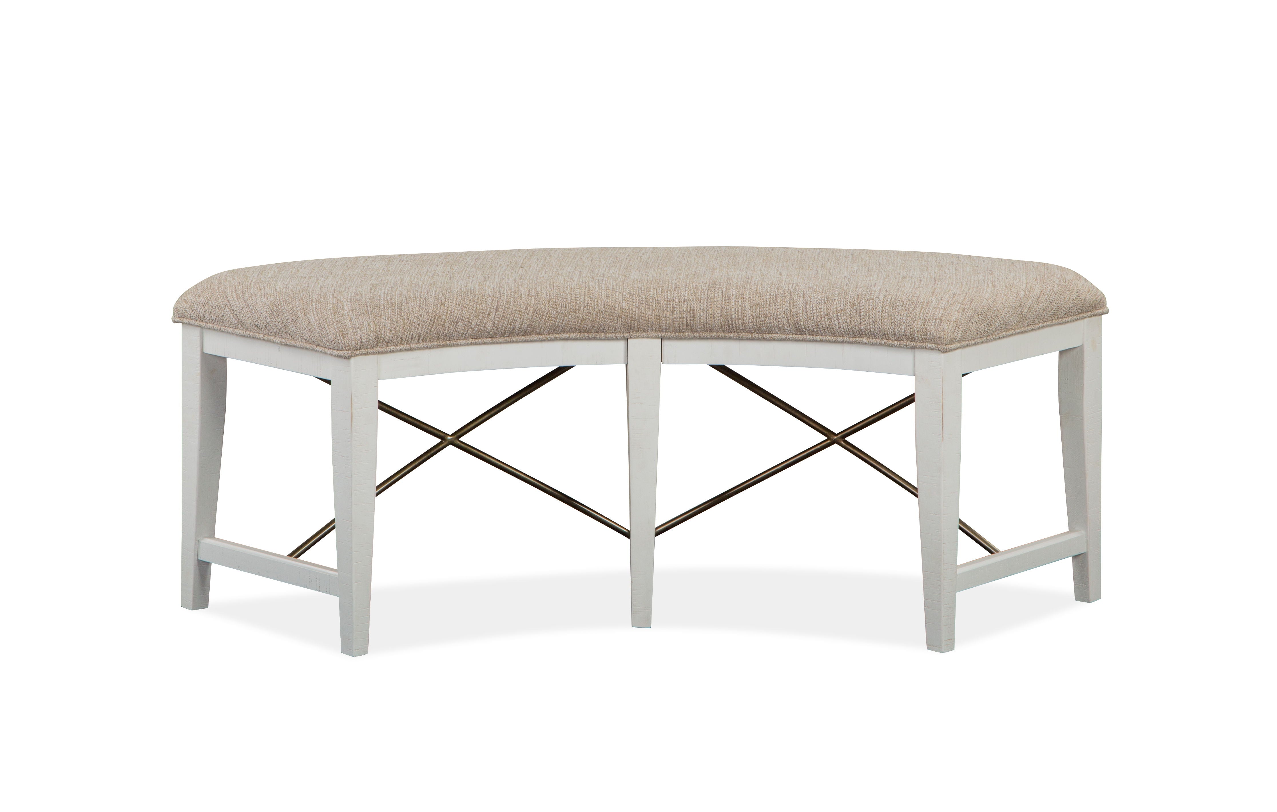 Heron Cove – Curved Bench With Upholstered Seat – Chalk White