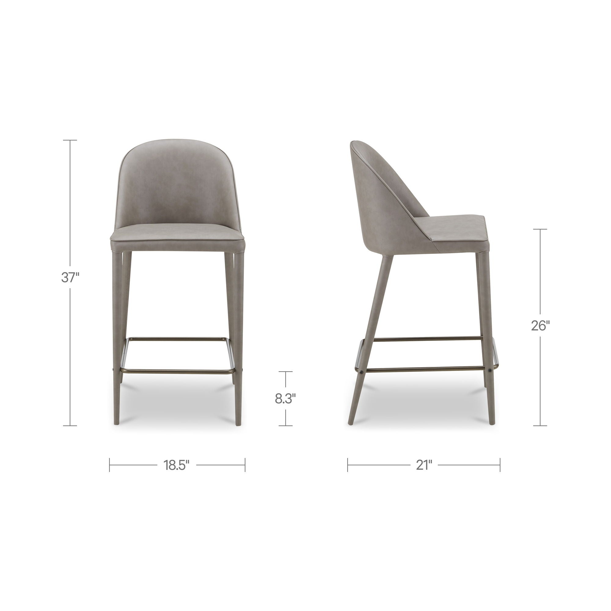 Burton - Counter Stool Vegan Leather - Gray / Blue - Image 2