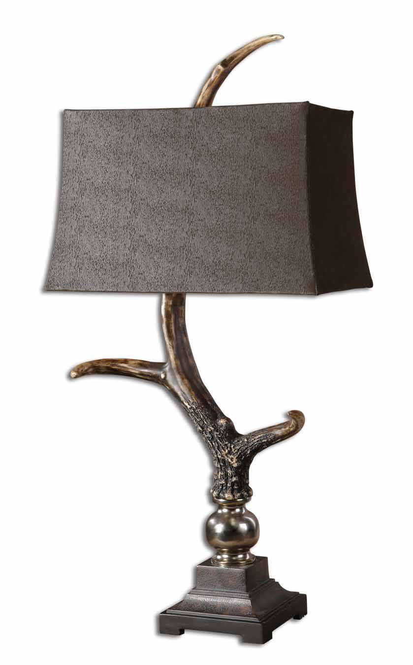 Stag Horn - Dark Shade Table Lamp - Dark Brown - Image 1