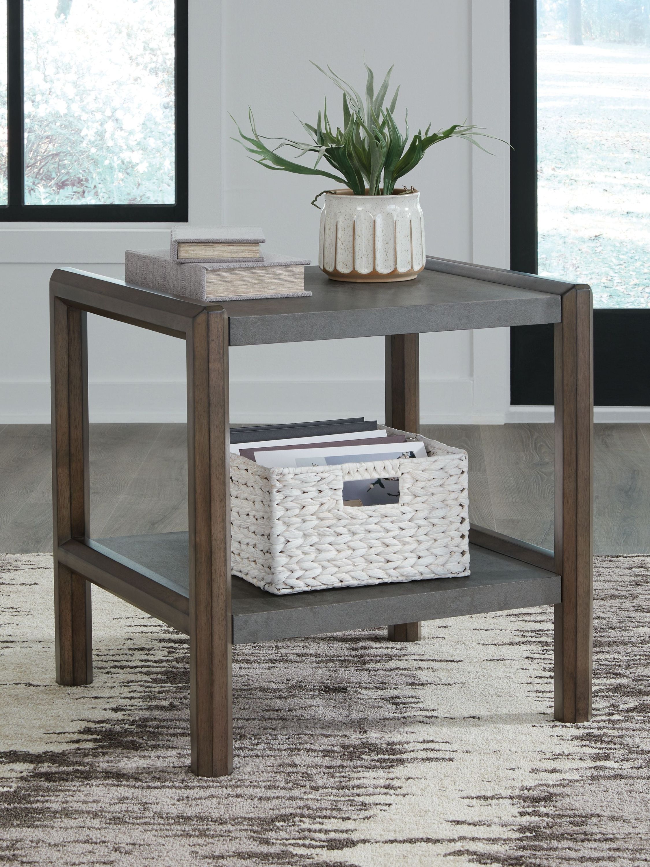 Kallenny - Rectangular End Table - Brown / Gray - Image 3