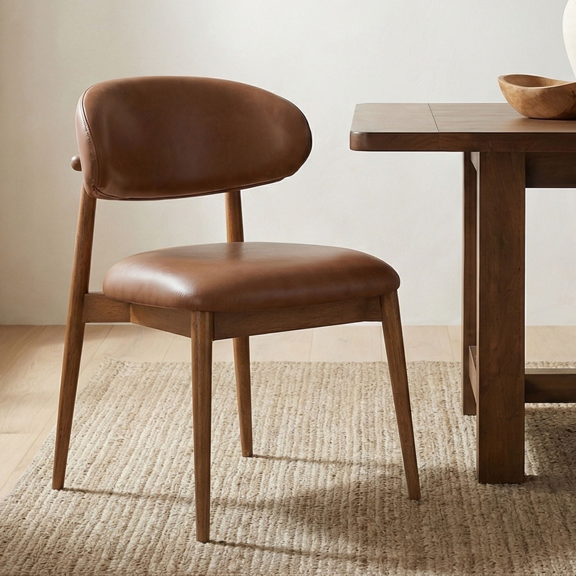 Ellie - Leather Dining Chair - Brown - Image 2