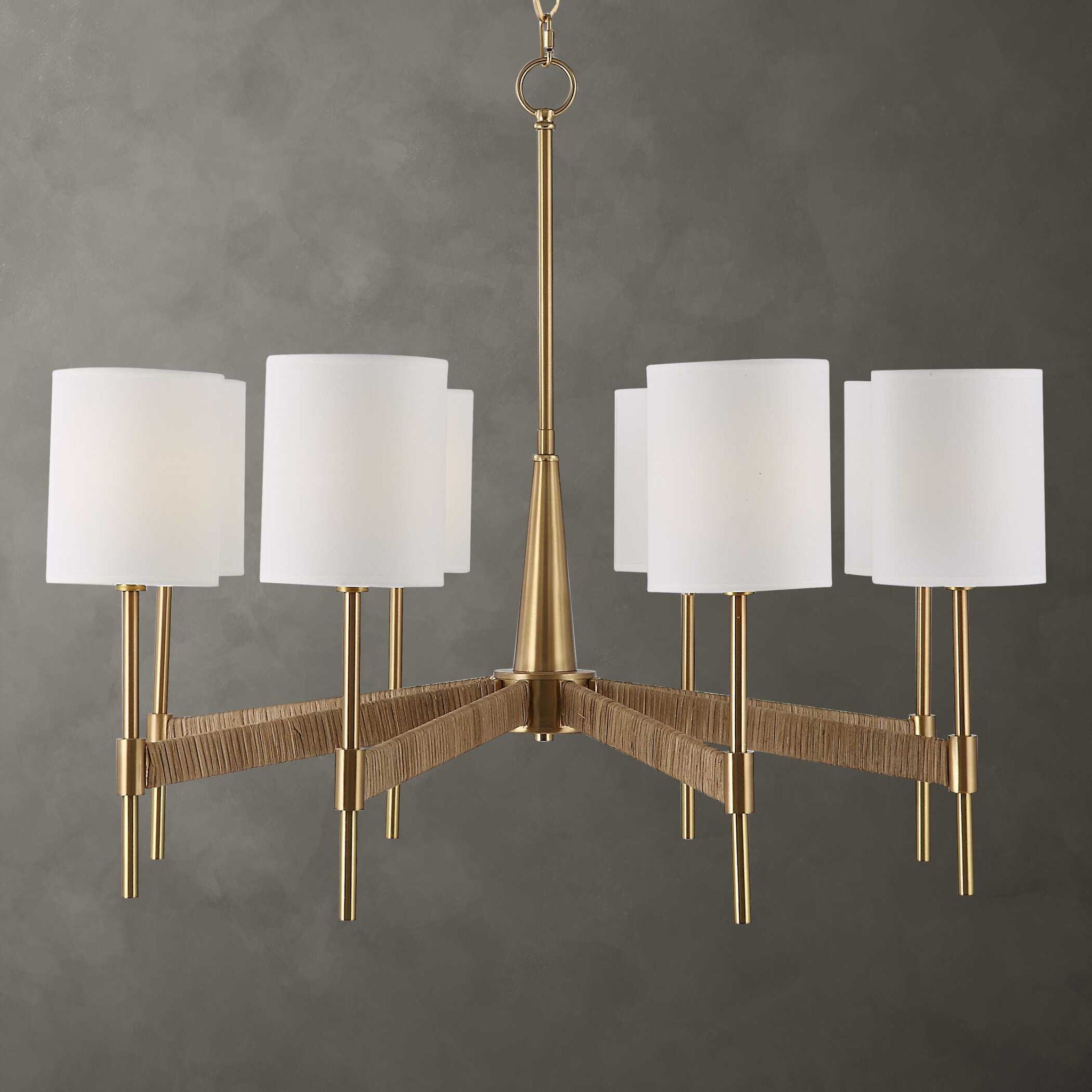 Lautoka – Rattan 8 Light Chandelier – Light Brown