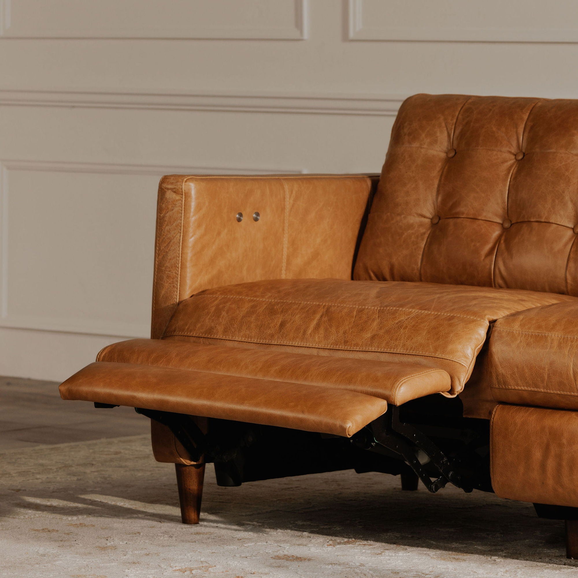 Bridgers - Leather Power Recliner Sofa - Tan - Image 3