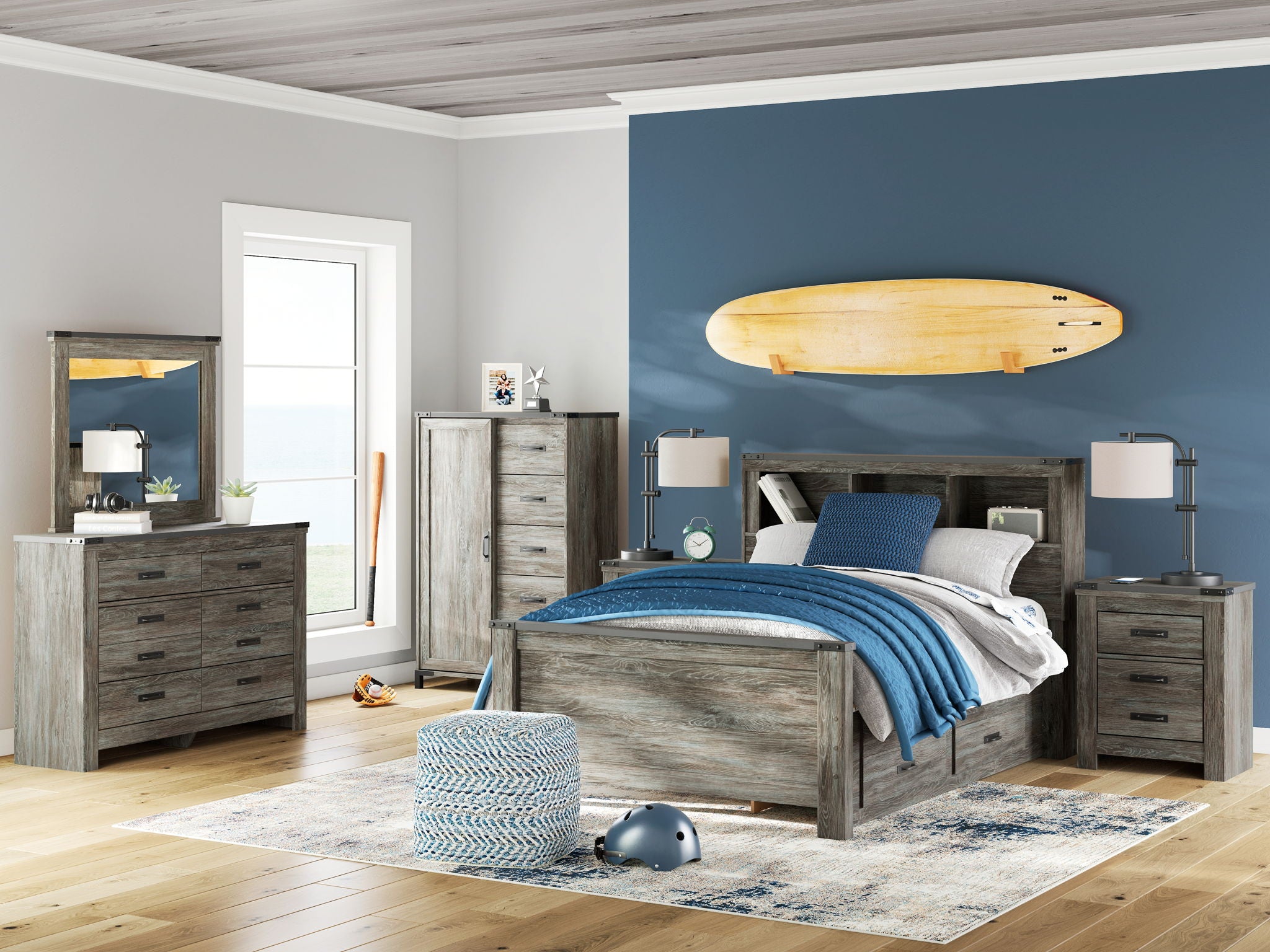 Frandern – Bookcase Panel Bedroom Set With Storage