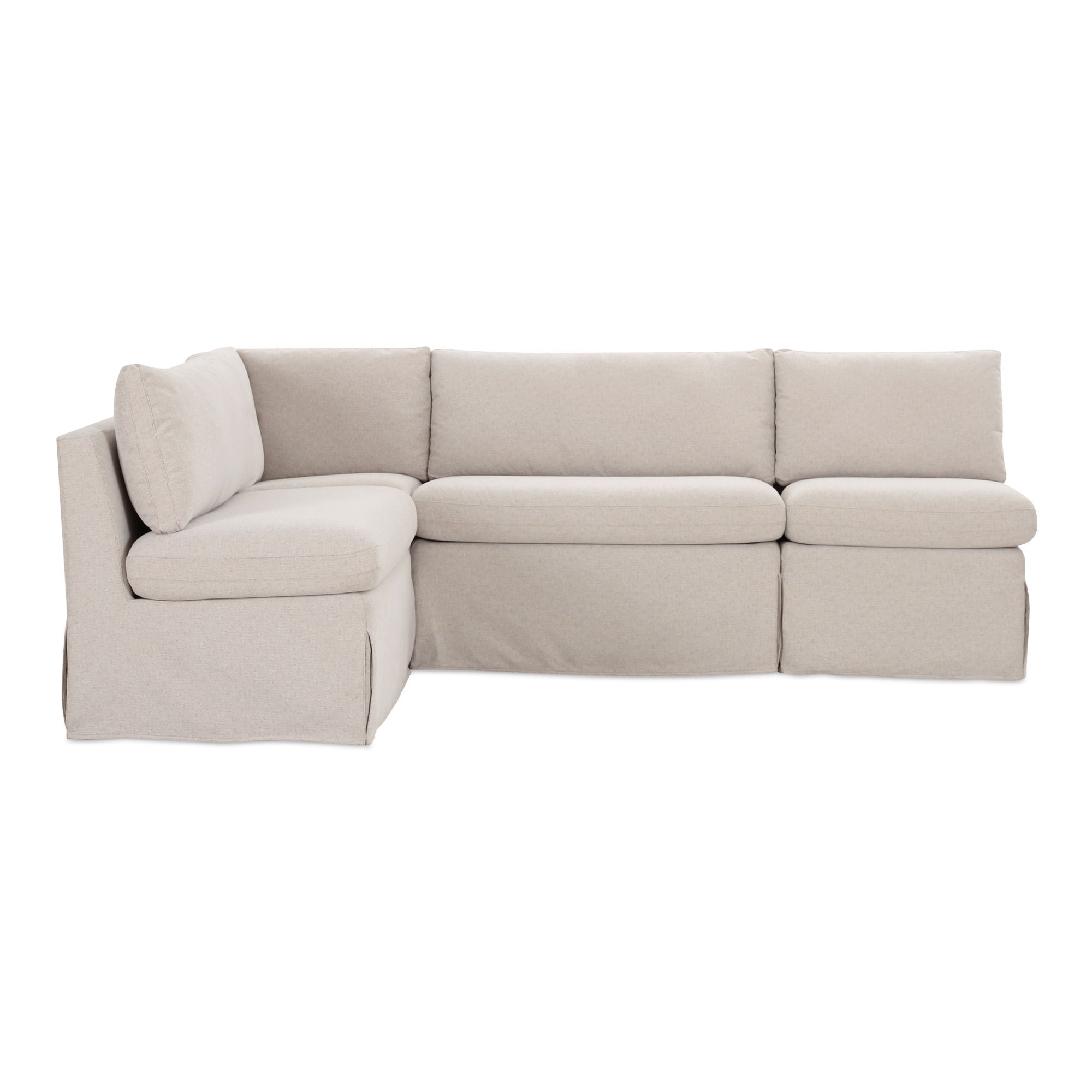 Fable - Slipcover Dining Banquette L-Shape Sectional With Slipper Chair - Beige - Image 1