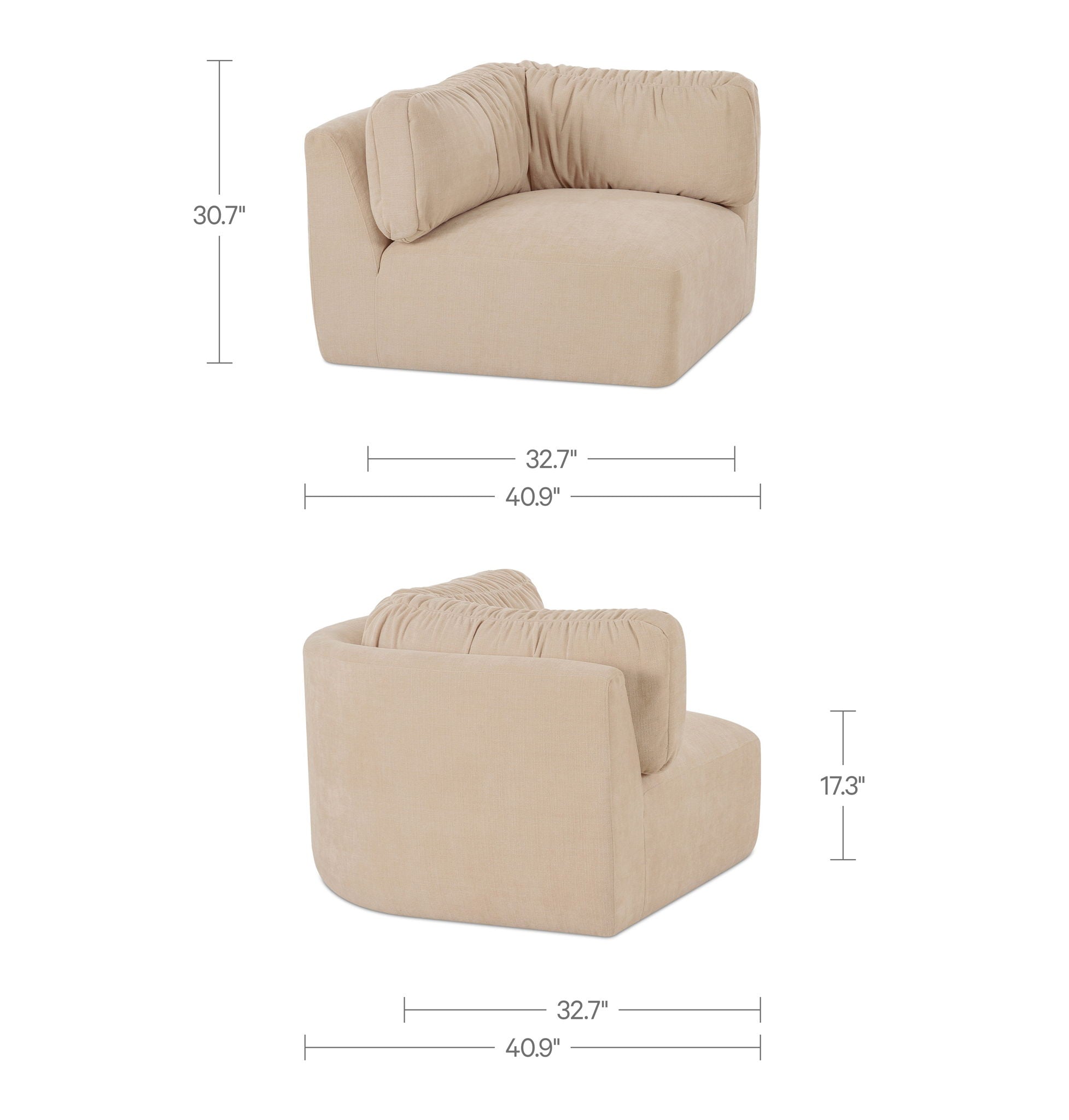 Matina - Corner Chair - Oatmeal - Image 3