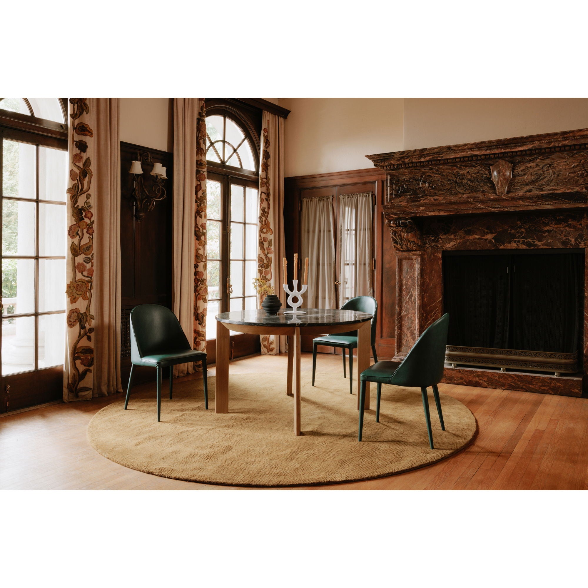 Burton - Vegan Leather Dining Chair (Set of 2) - Dark Teal - Image 2