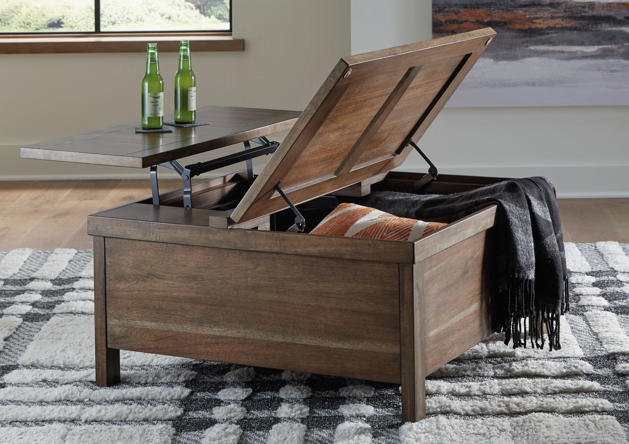 Moriville - Lift Top Cocktail Table - Grayish Brown - Image 3