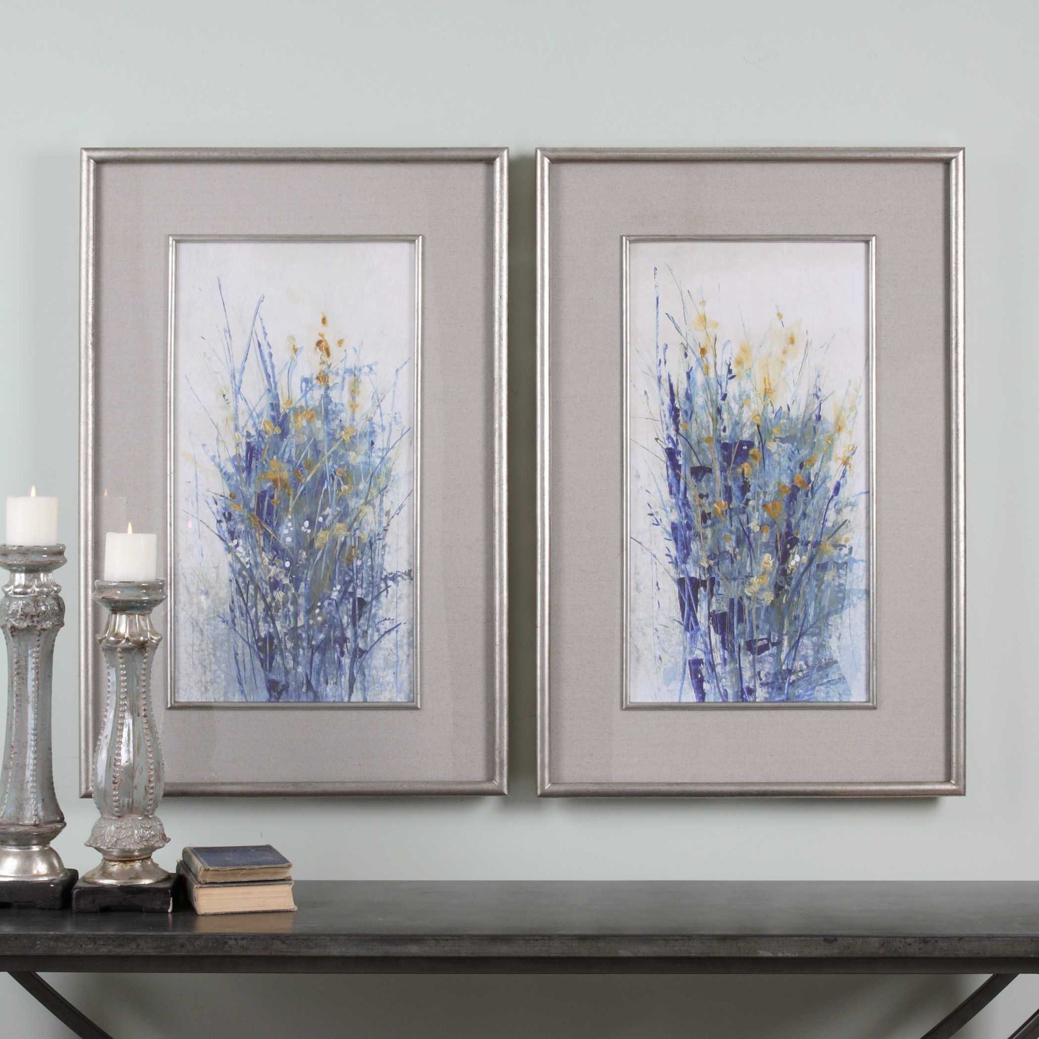 Indigo Florals - Framed Art (Set of 2) - Blue - Image 3