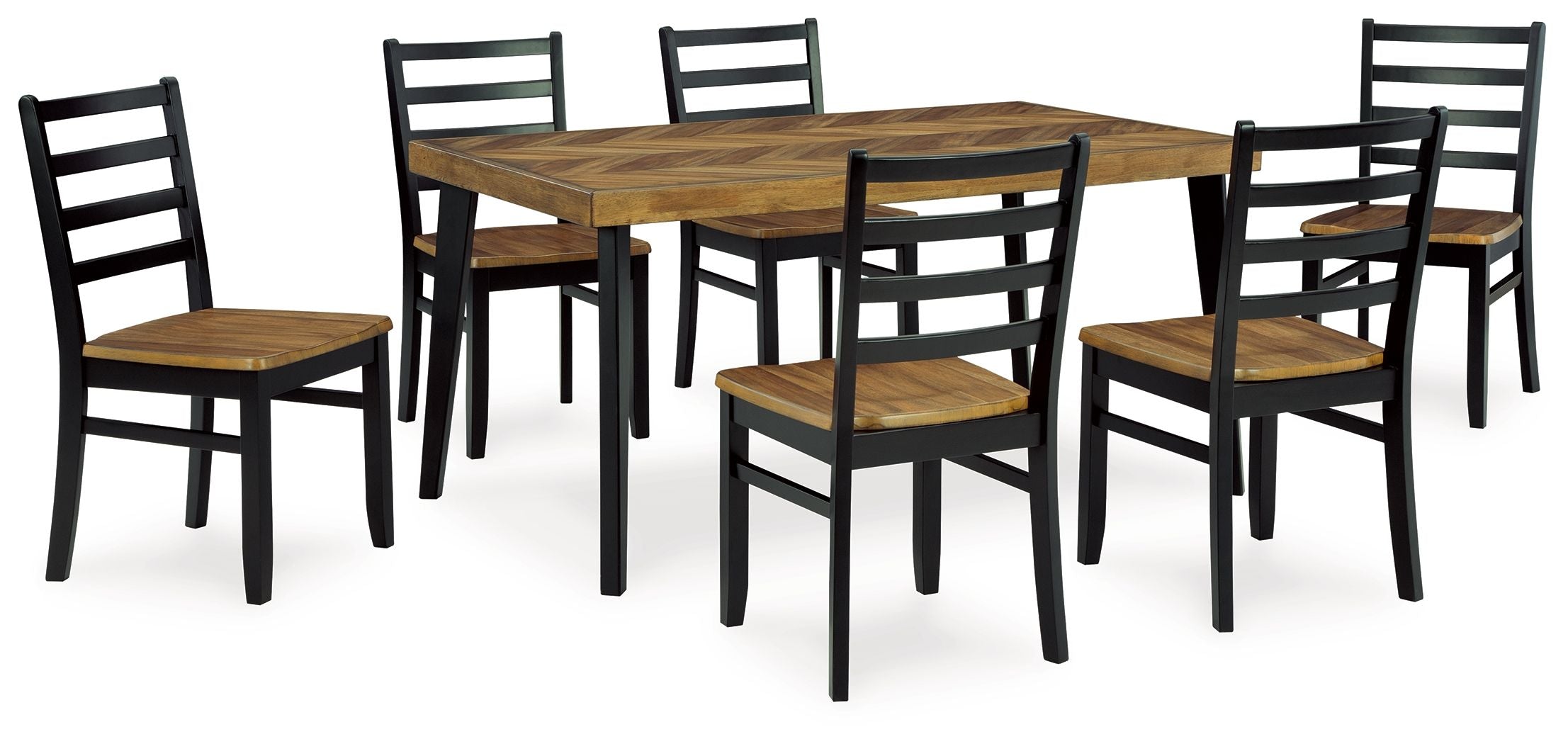 Blondon – Rectangular Drm Table Set (Set of 7) – Brown / Black