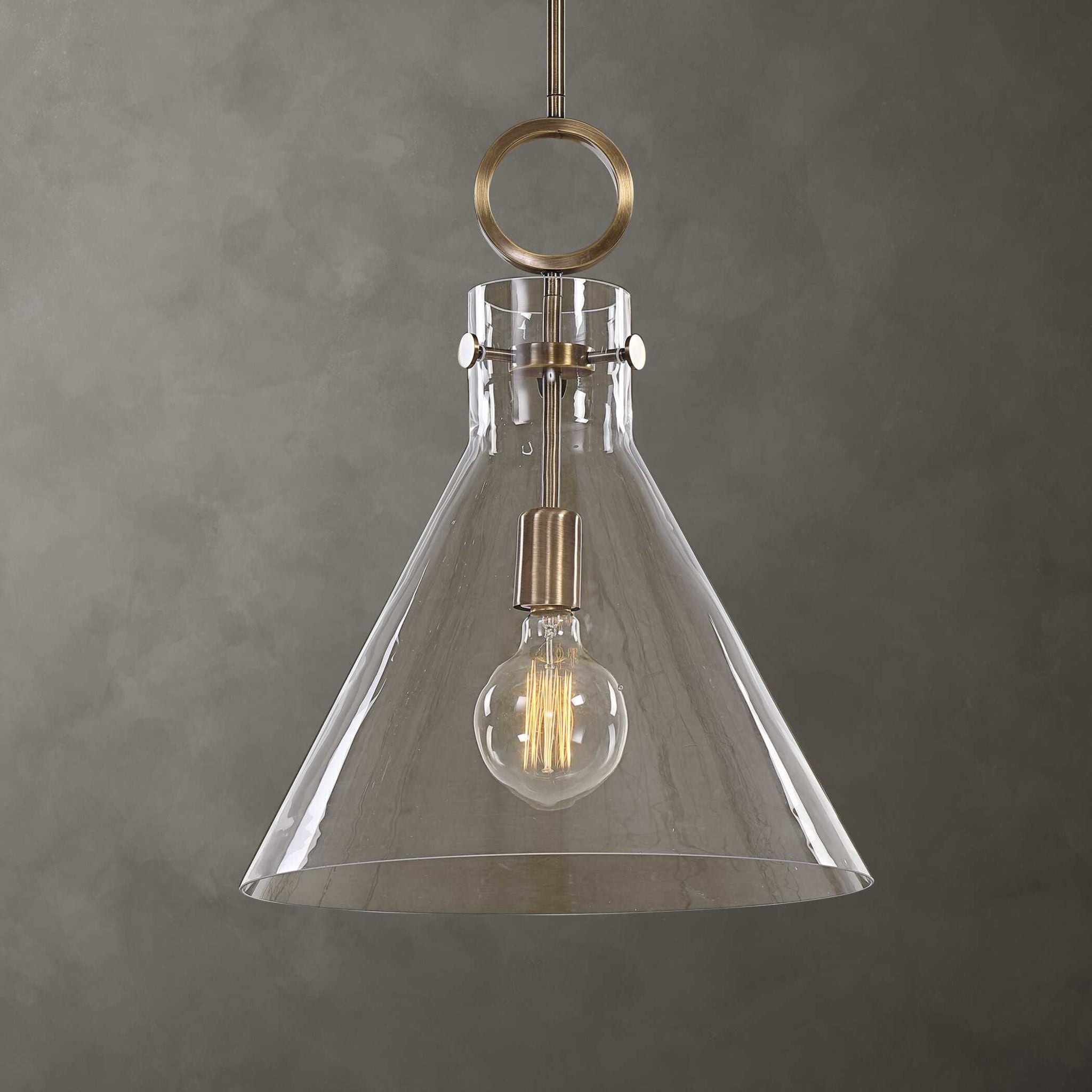 Imbuto – Funnel Glass 1 Light Pendant – White & Gold