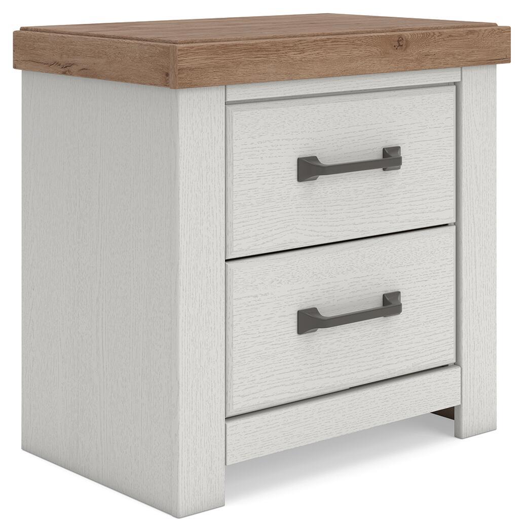 Savonport - Two Drawer Night Stand - White / Brown - Image 1