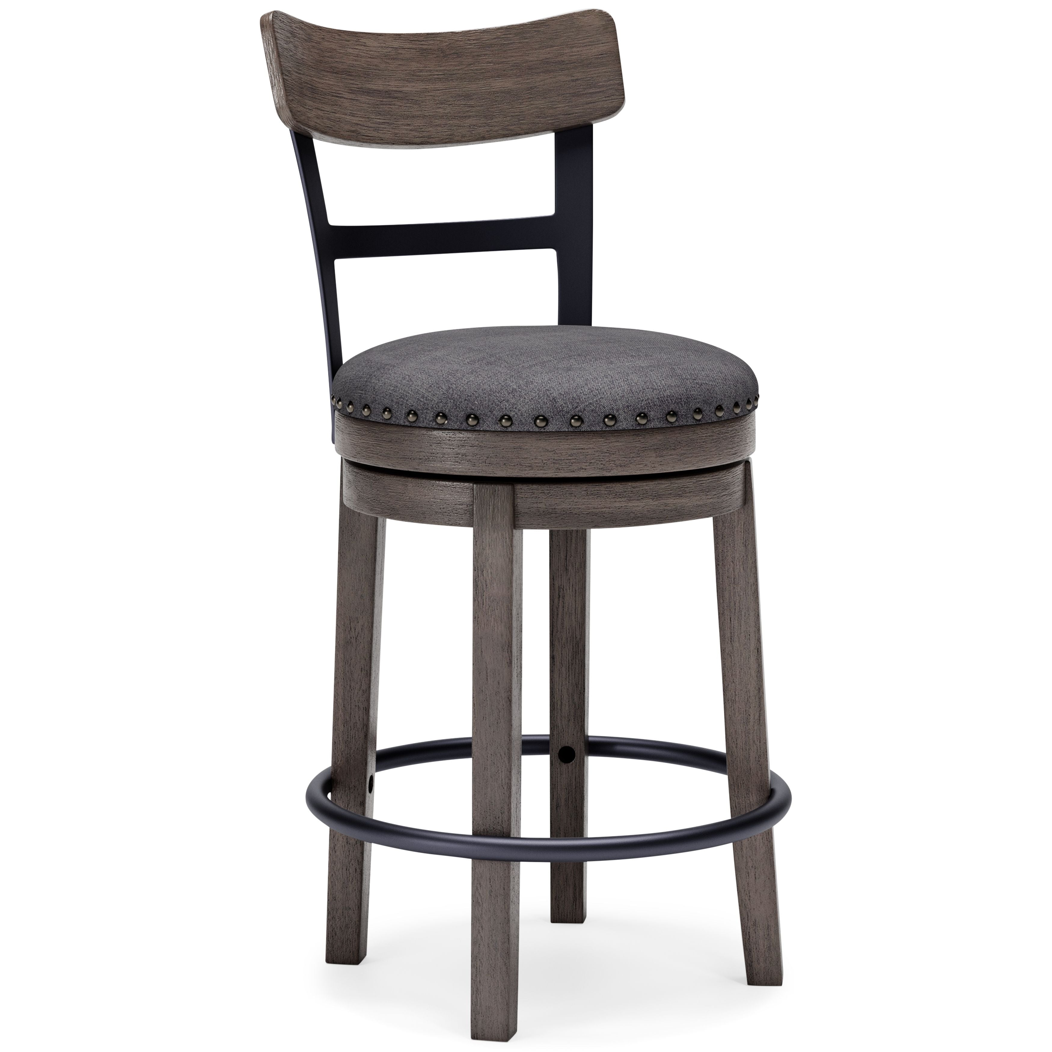 Caitbrook - UPH Swivel Barstool  - Gray - Image 1