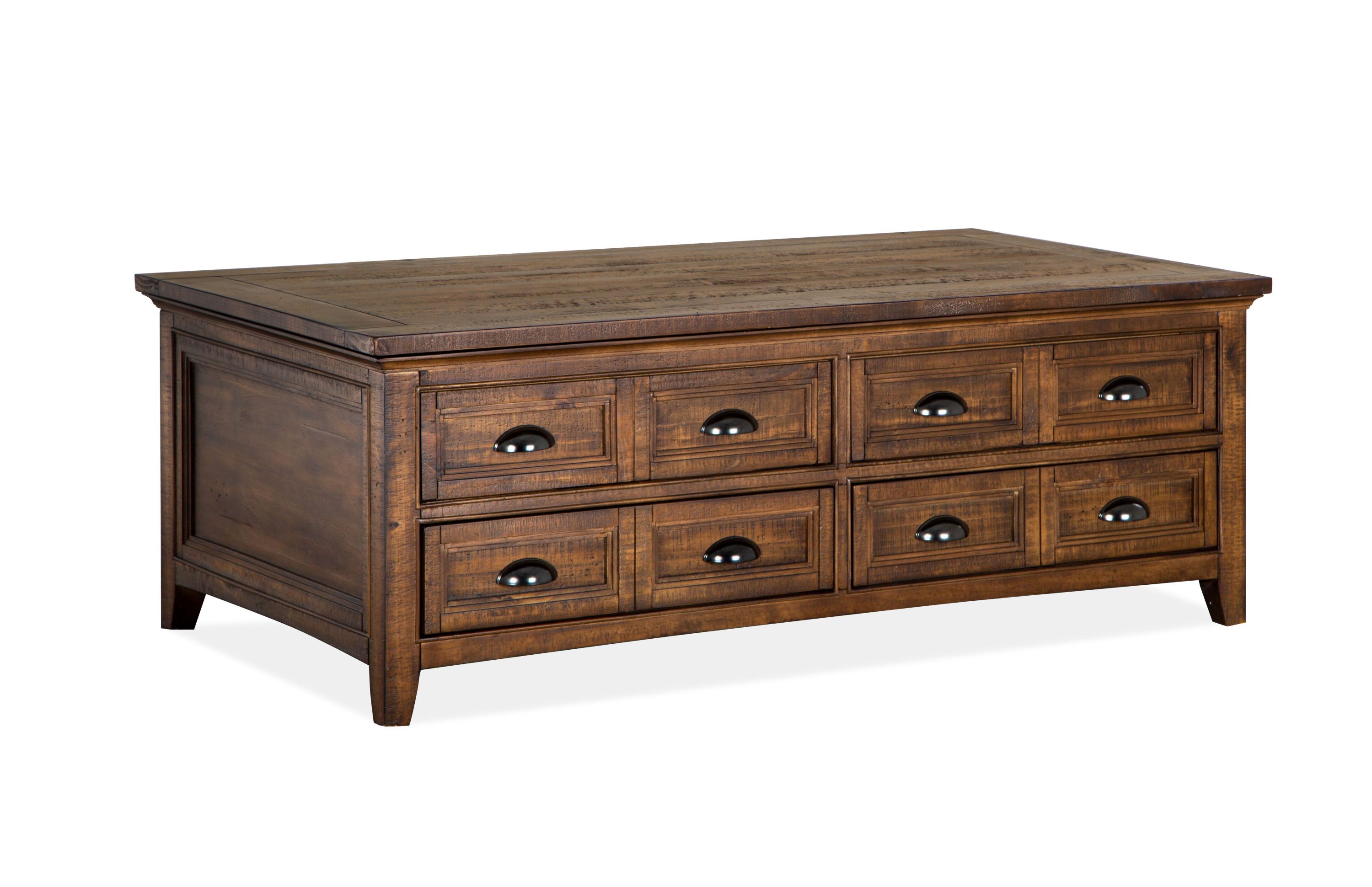 Bay Creek – Lift Top Storage Cocktail Table With Casters – Toasted Nutmeg