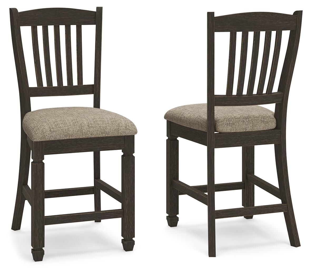 Tyler Creek – Upholstered Barstool (Set of 2) – Black / Grayish Brown