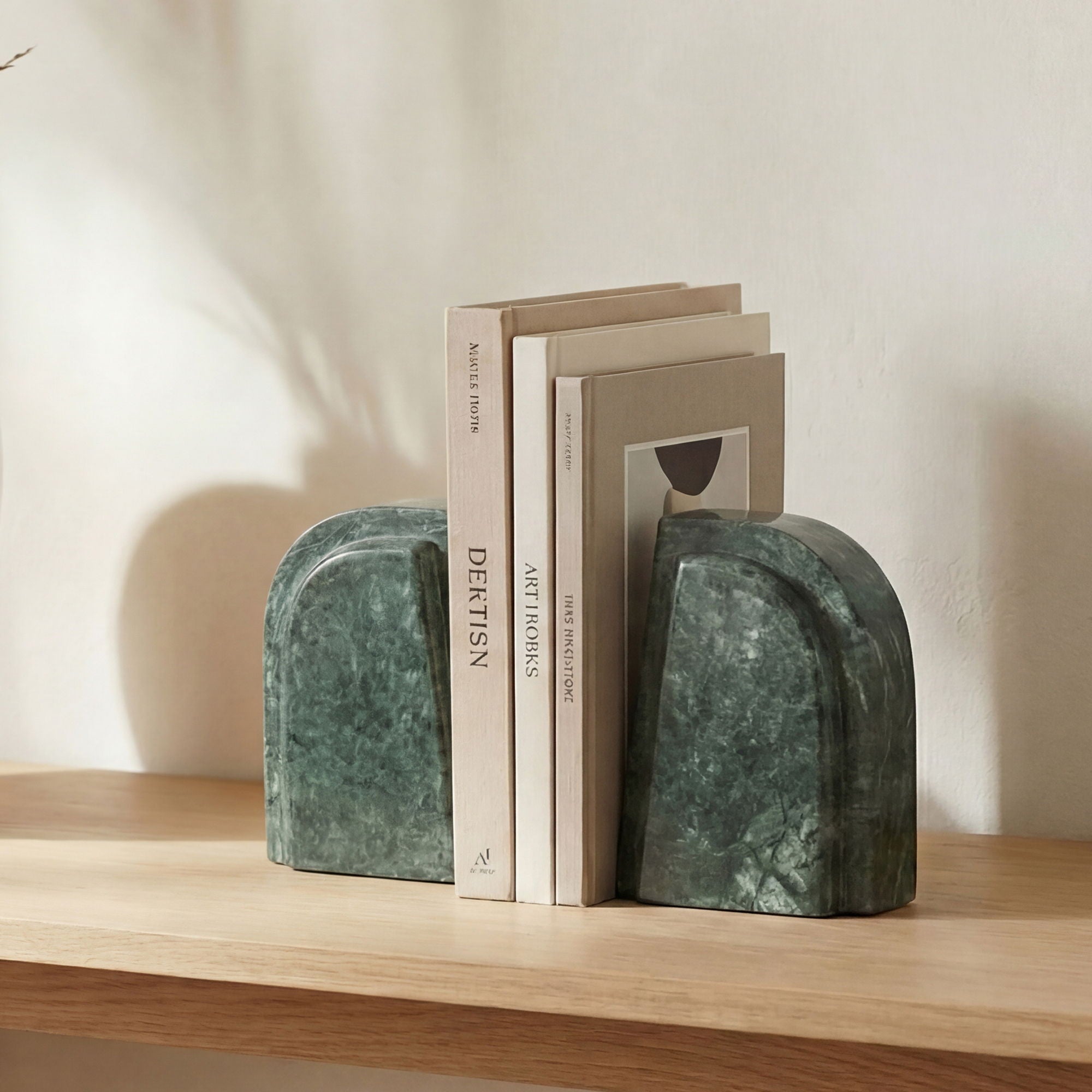 Zane - Marble Bookends (Set of 2) - Green - Image 1