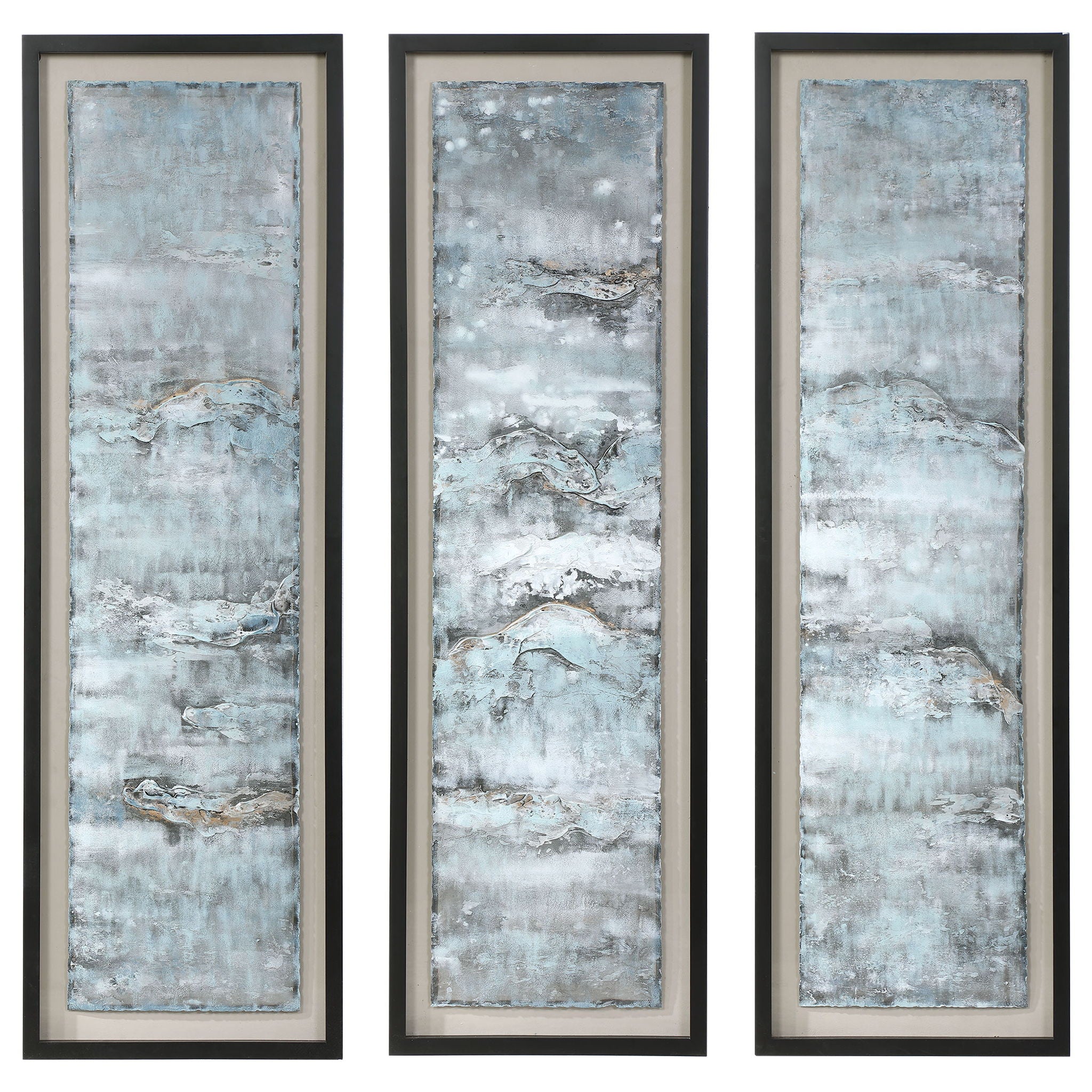 Ocean Swell - Painted Metal Art (Set of 3) - Blue - Image 1