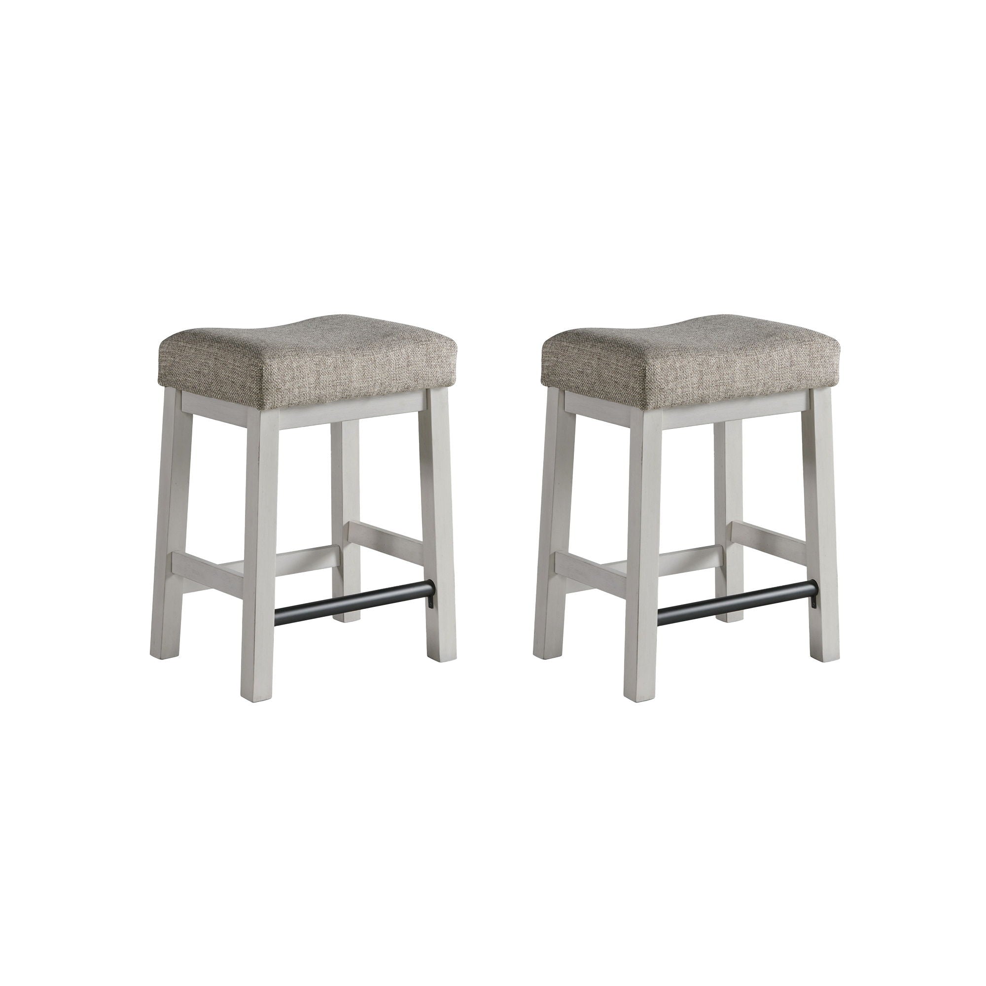 Drake - Backless Stool - Rustic White / French Oak - Image 3
