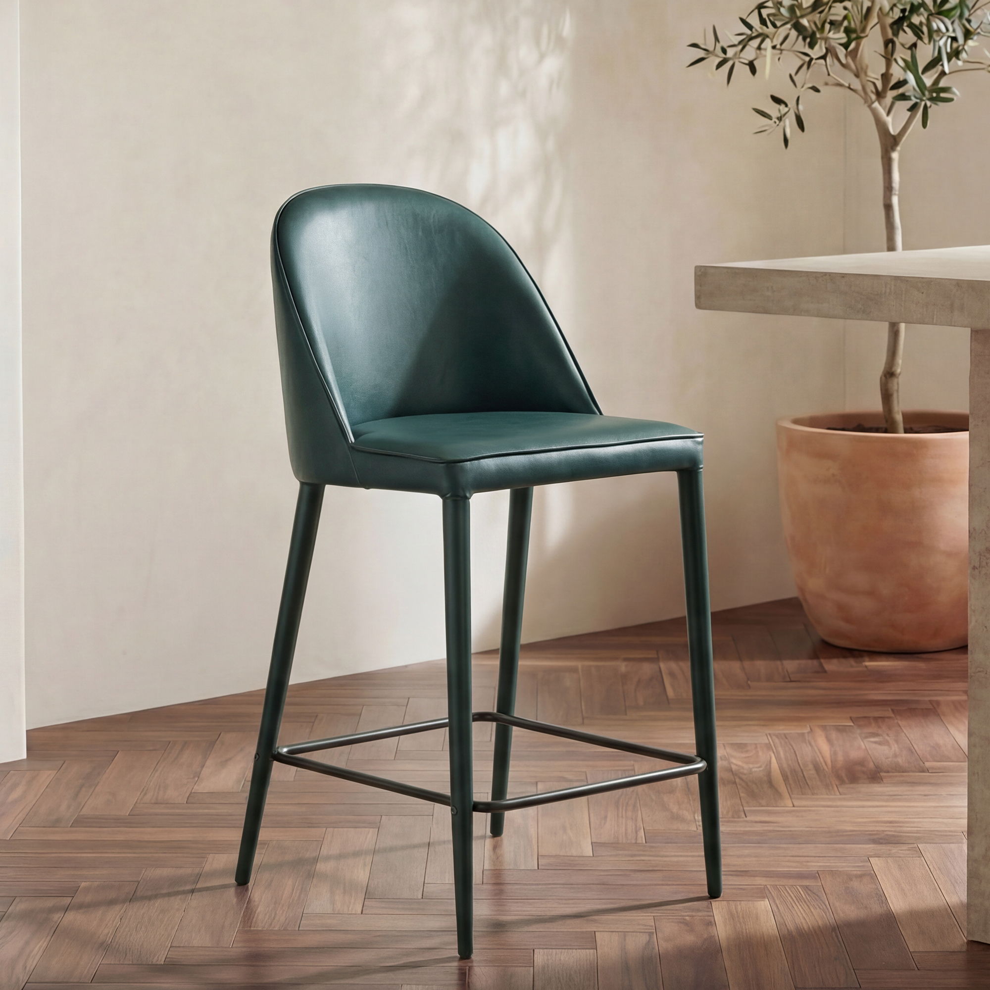 Burton – Counter Stool Vegan Leather – Dark Teal / Blue