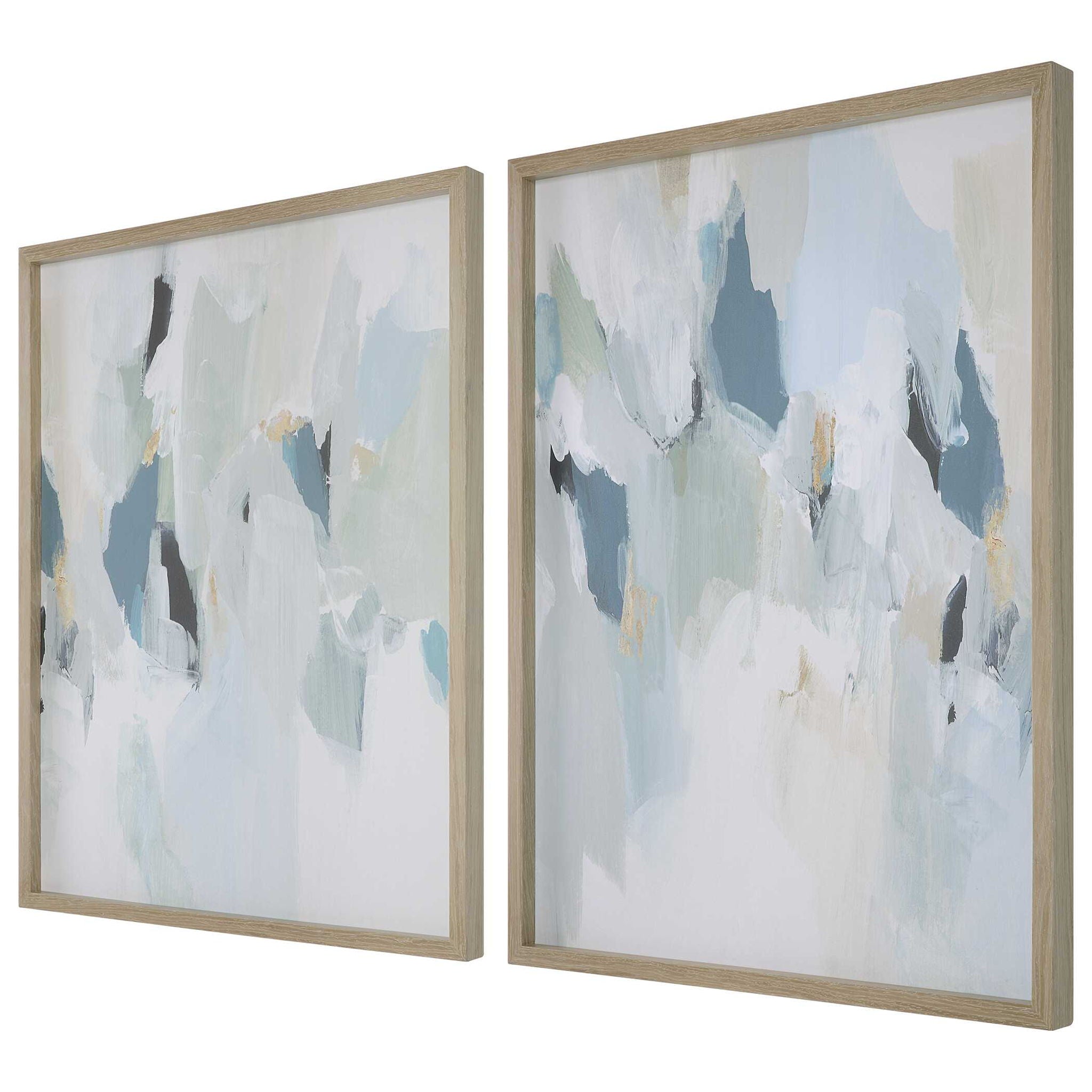 Seabreeze - Abstract Framed Canvas Prints (Set of 2) - Light Blue - Image 3