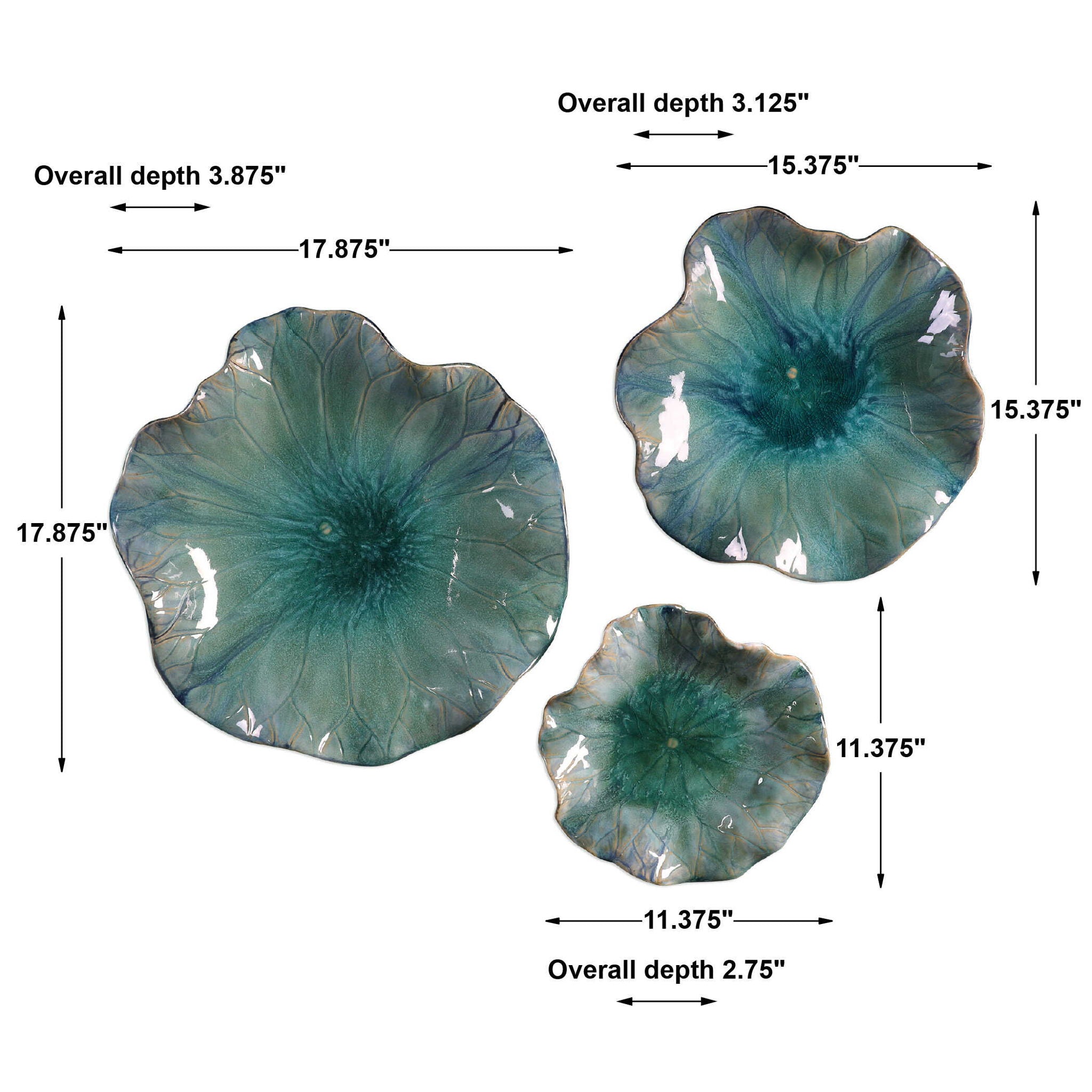 Abella - Ceramic Flowers (Set of 3) - Blue - Image 2