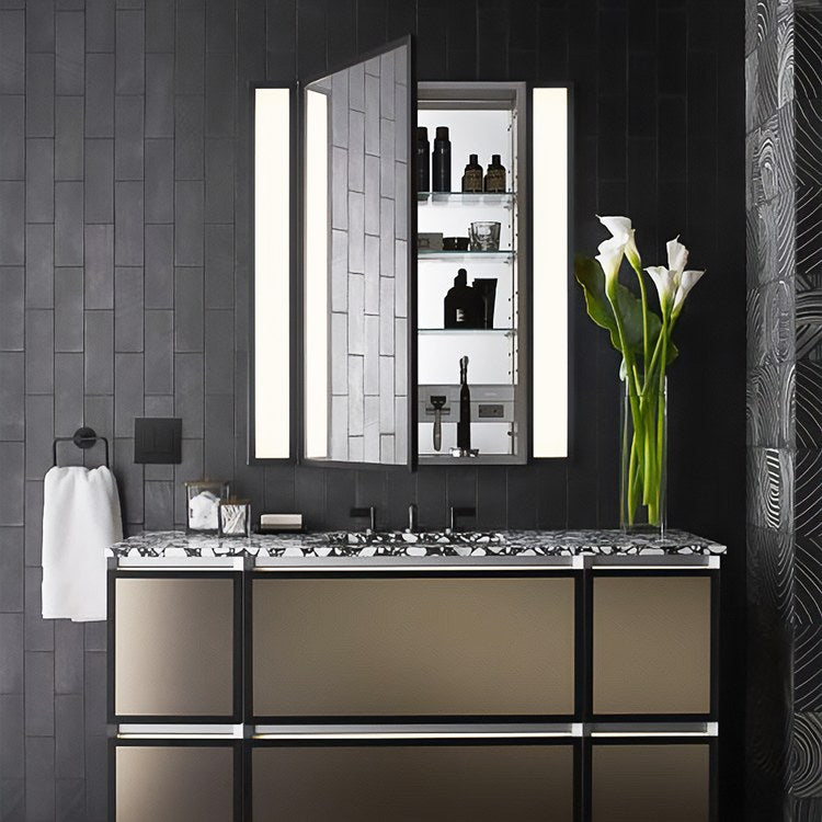 Medicine Cabinet Profiles 16 x 30 x 4 Inch 1 Doors Mirror Polished Nickel Reversible Electric - Image 3