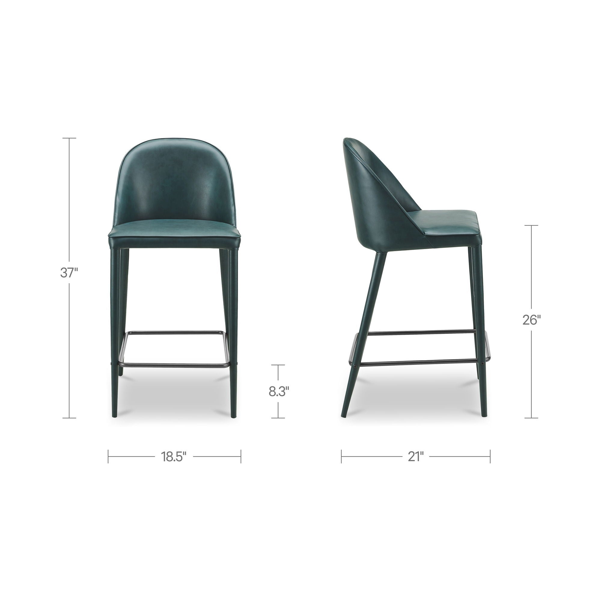 Burton - Counter Stool Vegan Leather - Dark Teal / Blue - Image 2